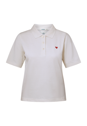 Off White: Sportliches Polo aus Baumwoll-Mix für Damen [19390]