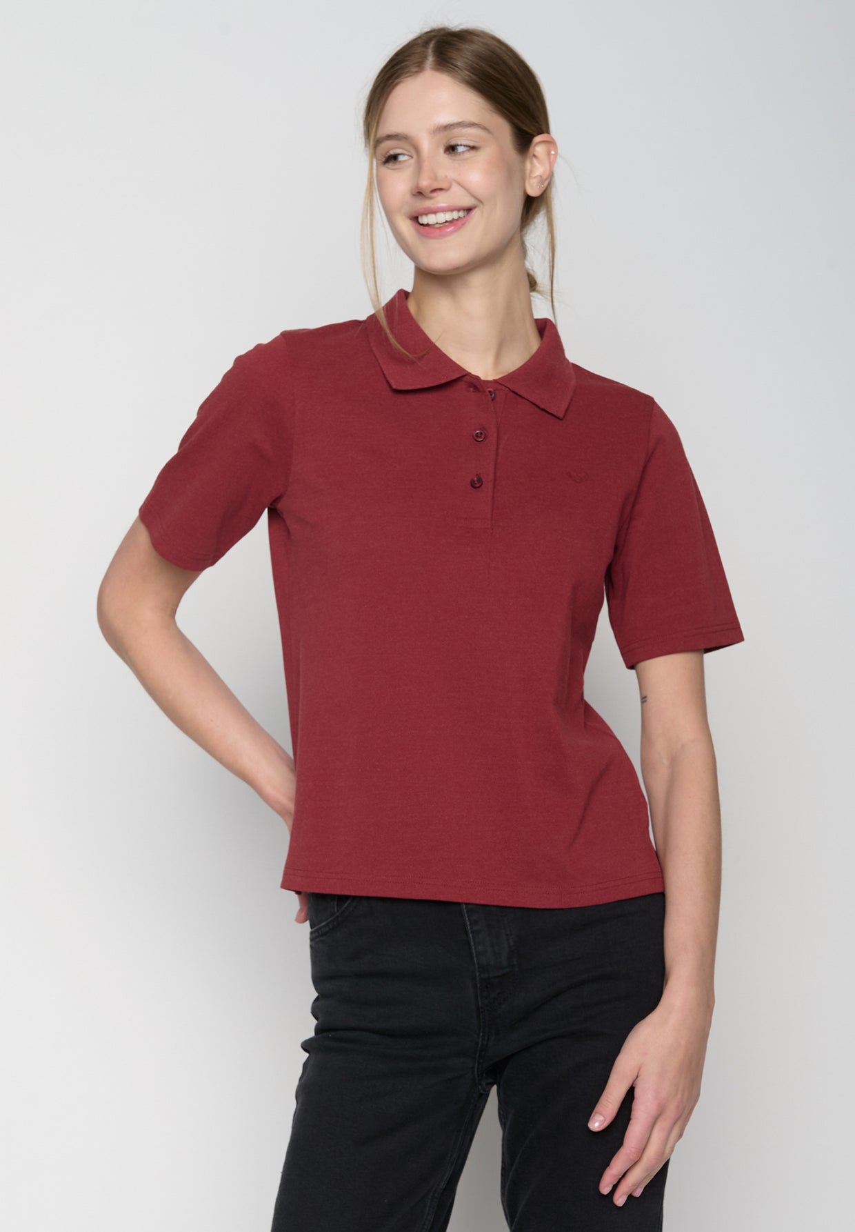 Rot:  Sportliches Polo aus Baumwoll-Mix für Damen [19391]
