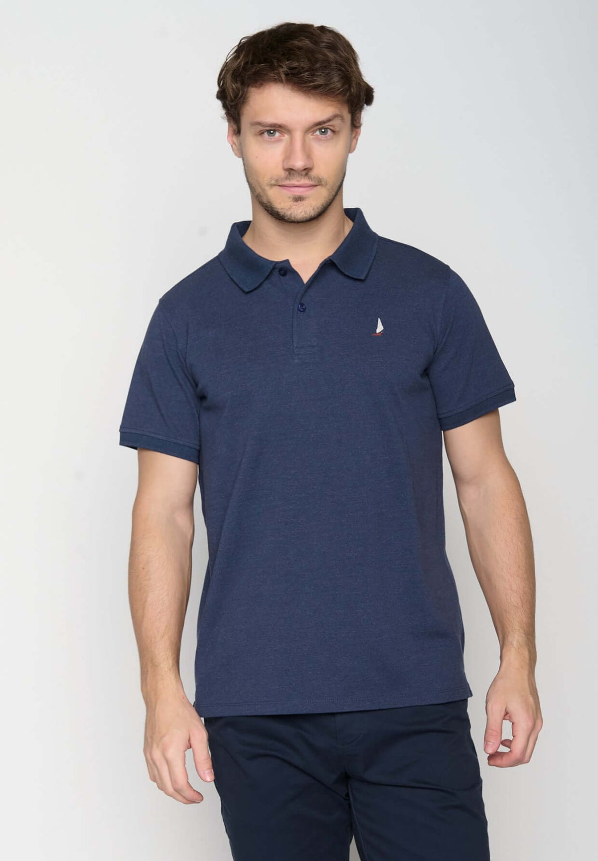 Navy: Sportliches Polo aus Baumwoll-Mix für Herren [19414]