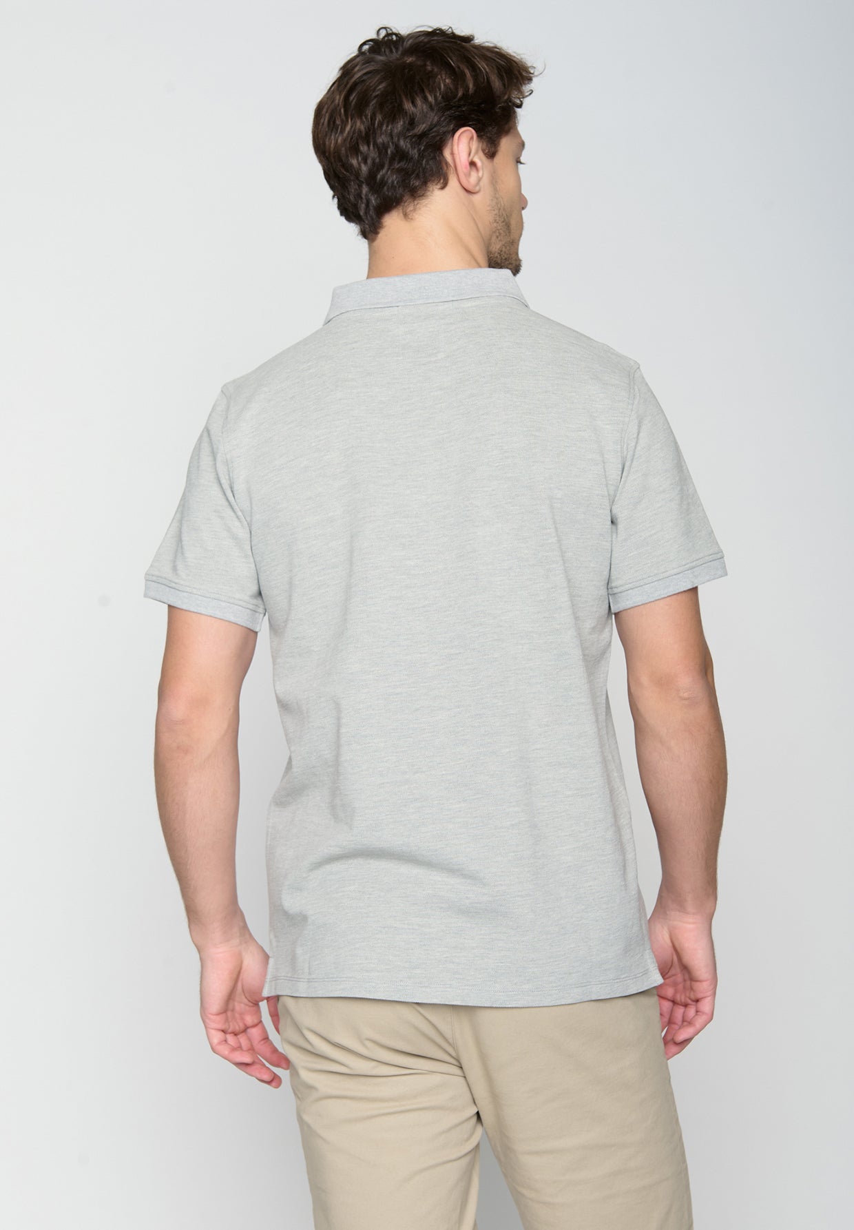 Heather Grey: Sportliches Polo aus Baumwoll-Mix für Herren [19428]