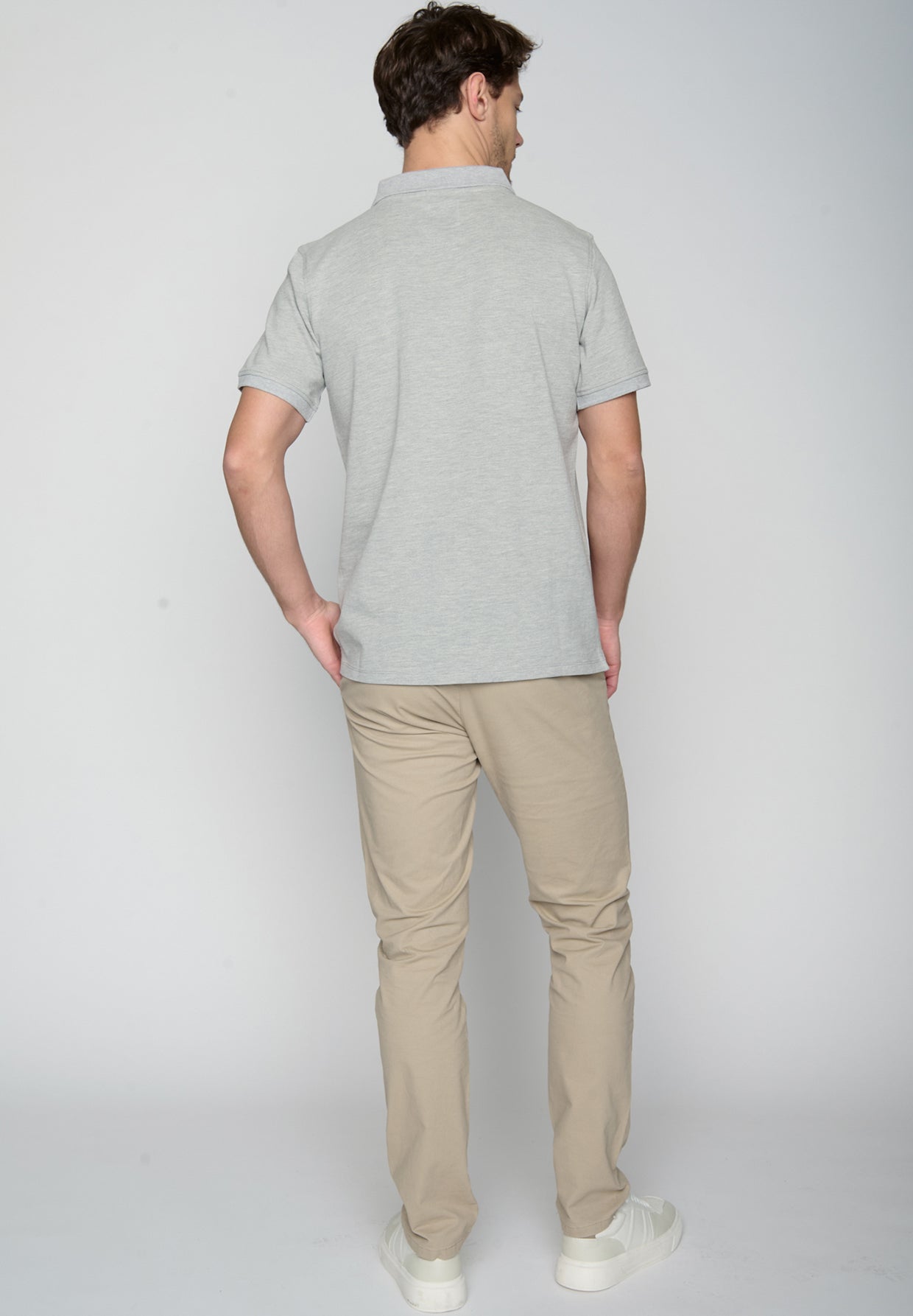 Heather Grey: Sportliches Polo aus Baumwoll-Mix für Herren [19429]