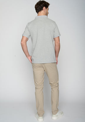 Heather Grey: Sportliches Polo aus Baumwoll-Mix für Herren [19429]