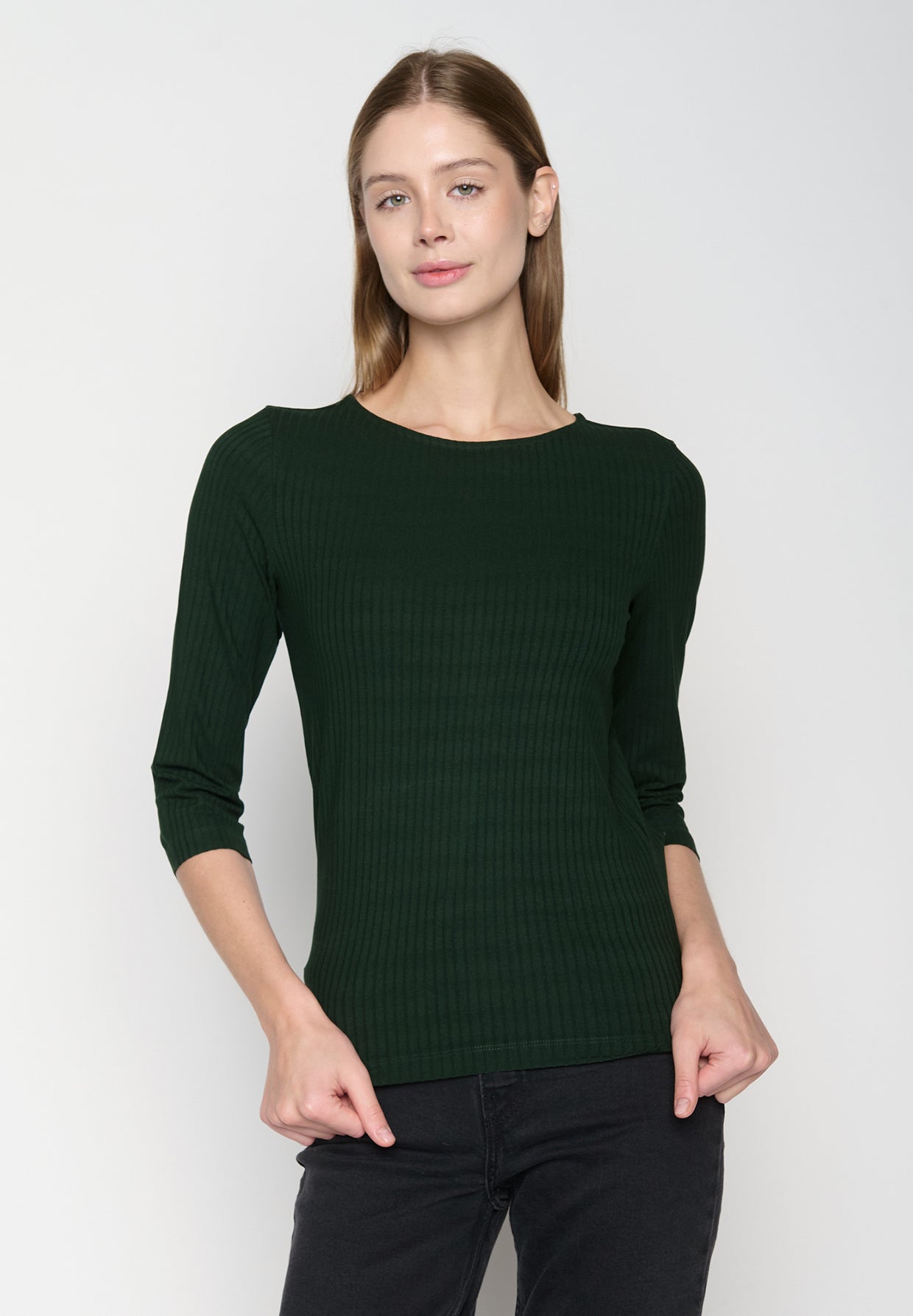 Grün:  Sportliches Longsleeve aus LENZING™ TENCEL™ Mix für Damen [19432]