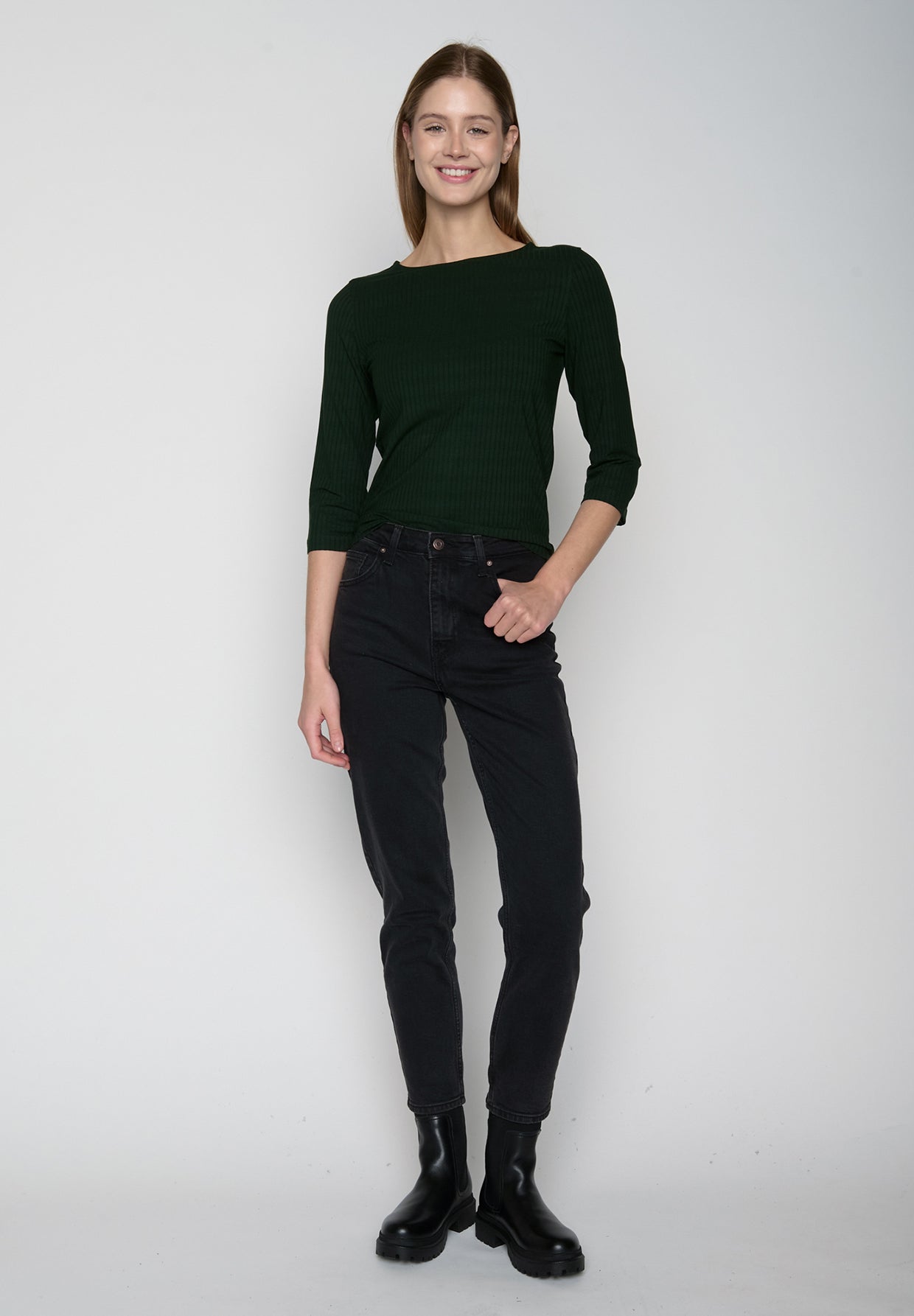 Grün:  Sportliches Longsleeve aus LENZING™ TENCEL™ Mix für Damen [19433]