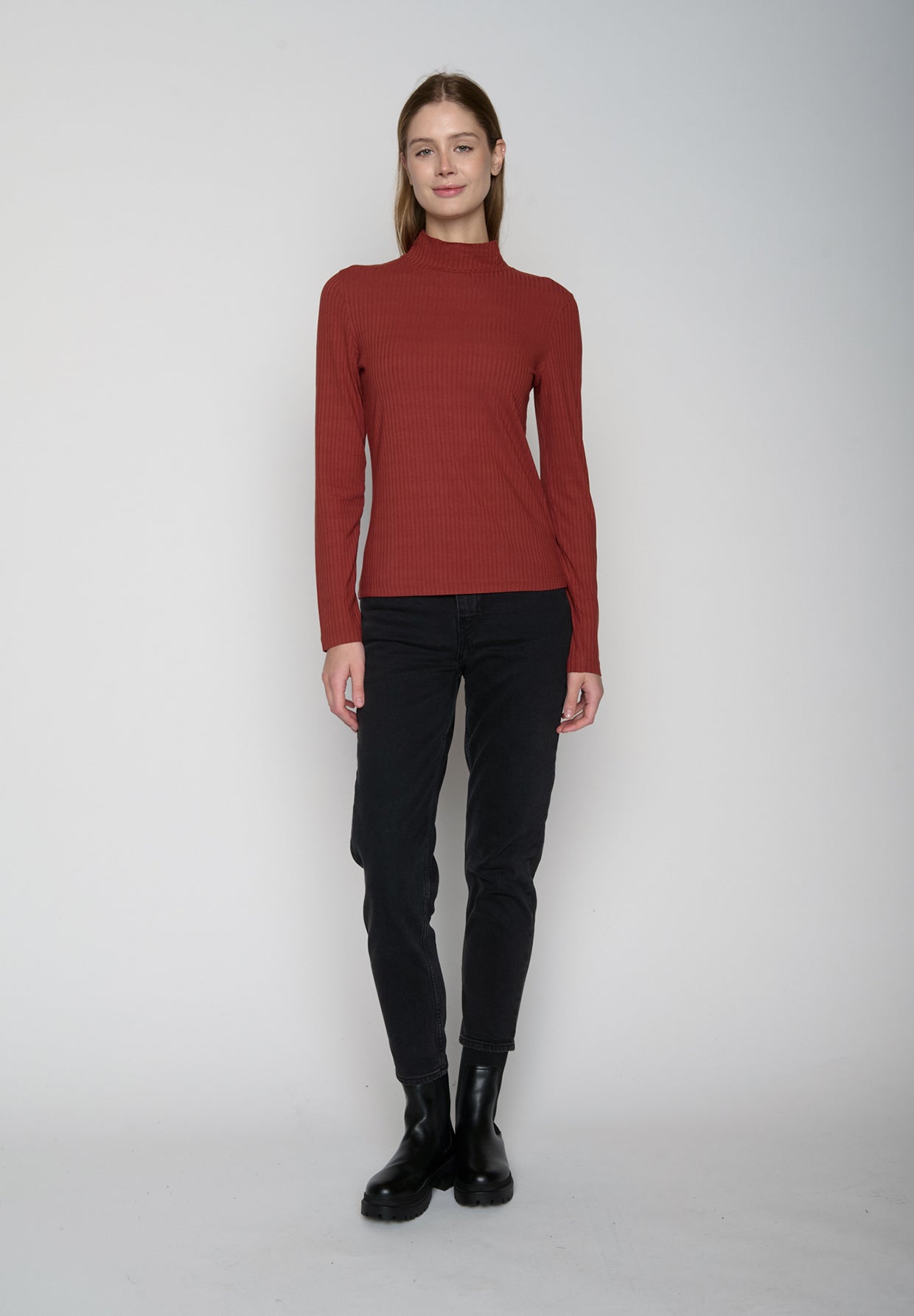 Dusty Berry: Lässiges Longsleeve aus LENZING™ TENCEL™ Mix für Damen [19454]
