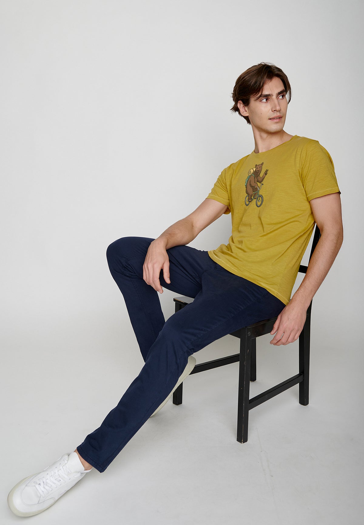 Gelb:  Lässiges T-Shirt aus Bio-Baumwolle für Herren [19459]