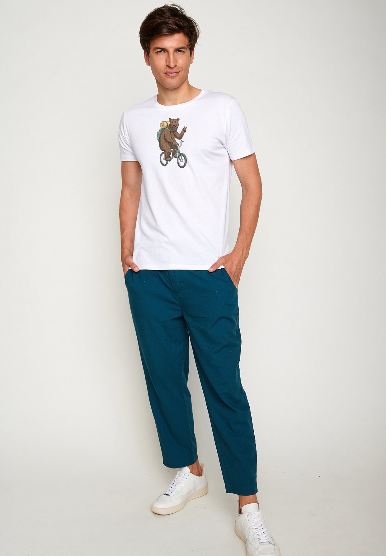 Weiß:  Sportliches T-Shirt aus Bio-Baumwolle für Herren [19473]