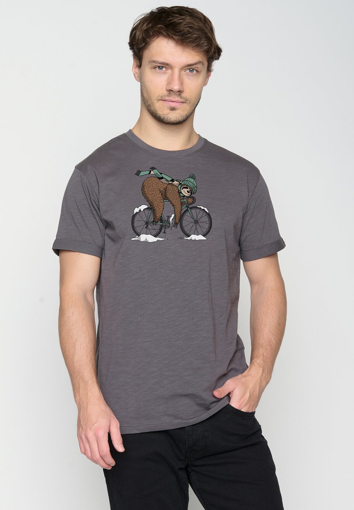 Anthracite: Lässiges T-Shirt aus Bio-Baumwoll Mix für Herren [19503]