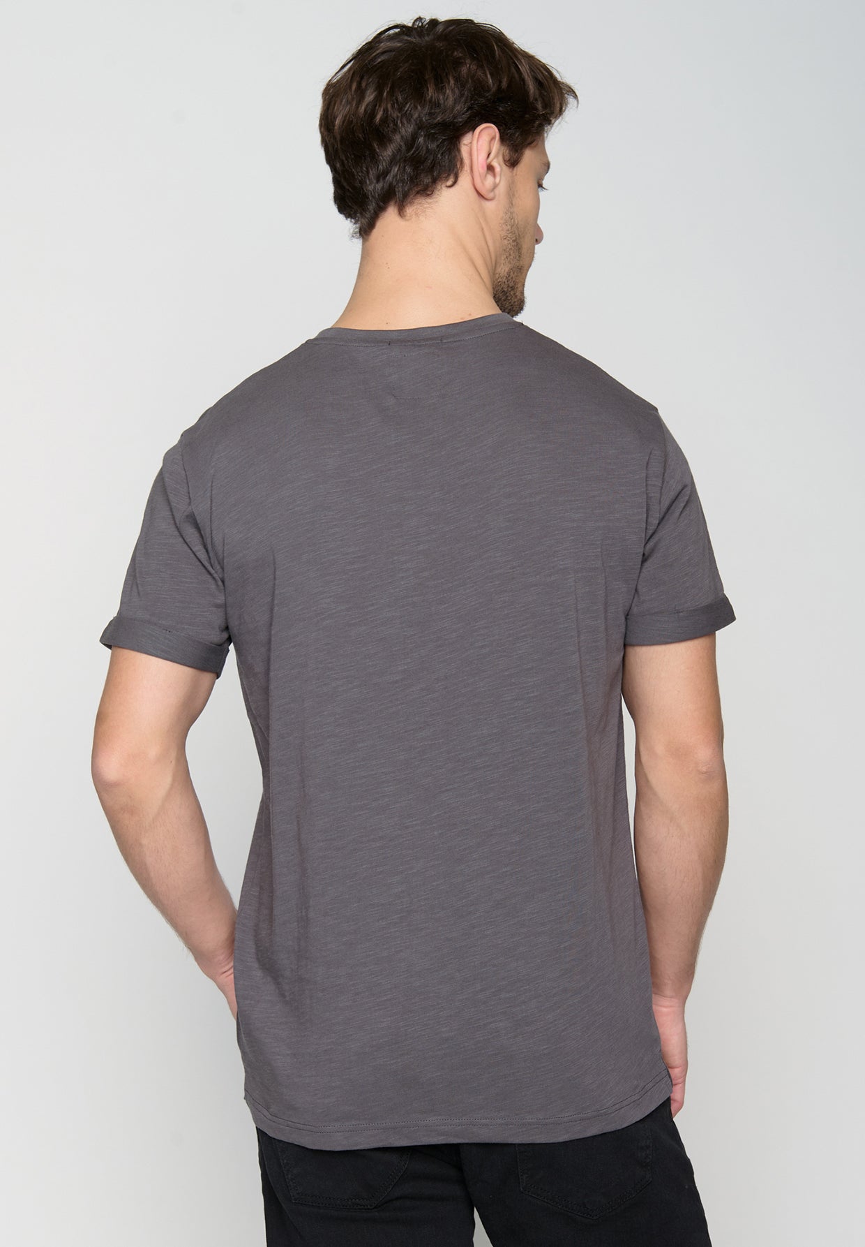 Anthracite: Lässiges T-Shirt aus Bio-Baumwoll Mix für Herren [19508]