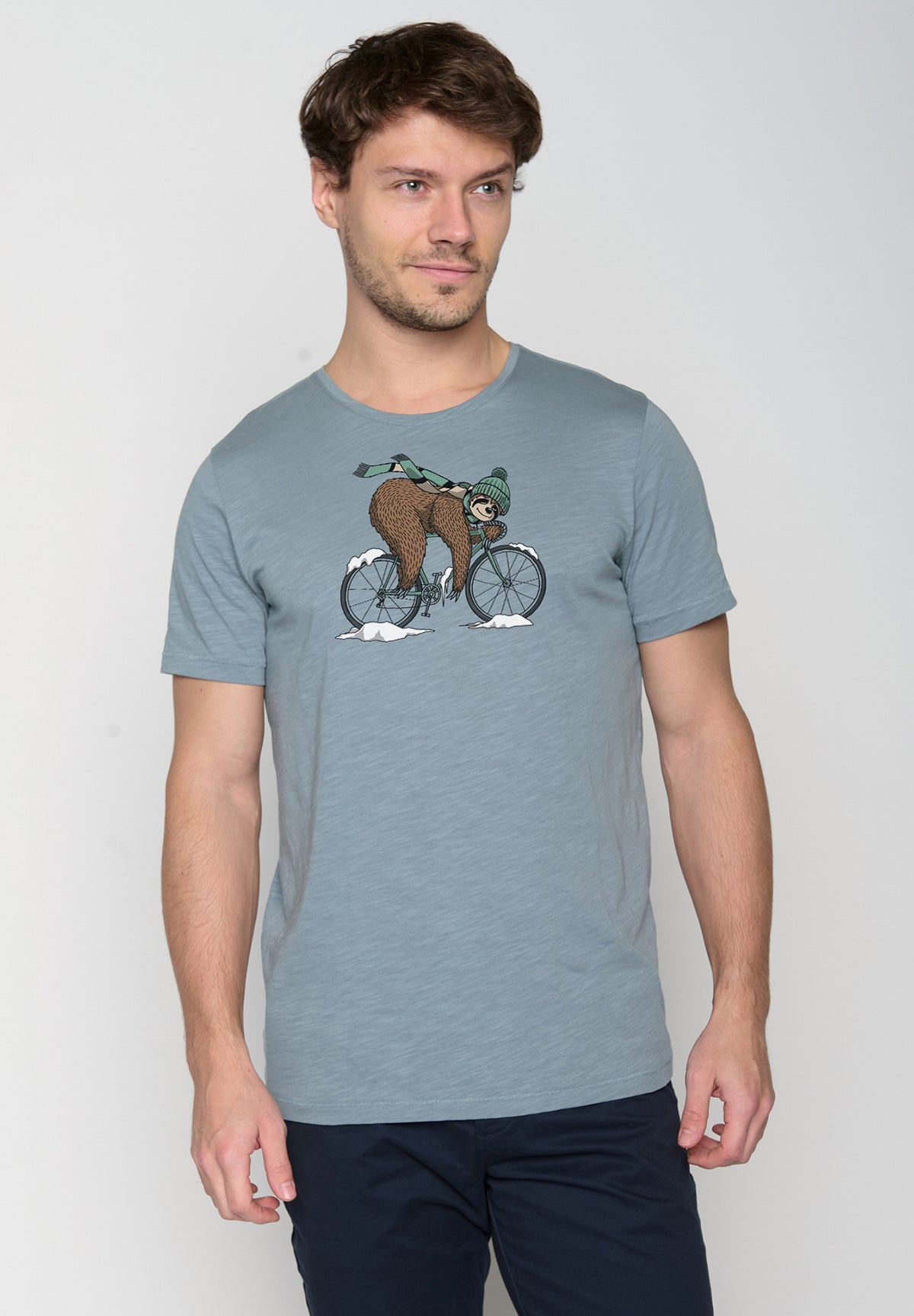 Blau:  Lässiges T-Shirt aus Bio-Baumwolle für Herren [19515]