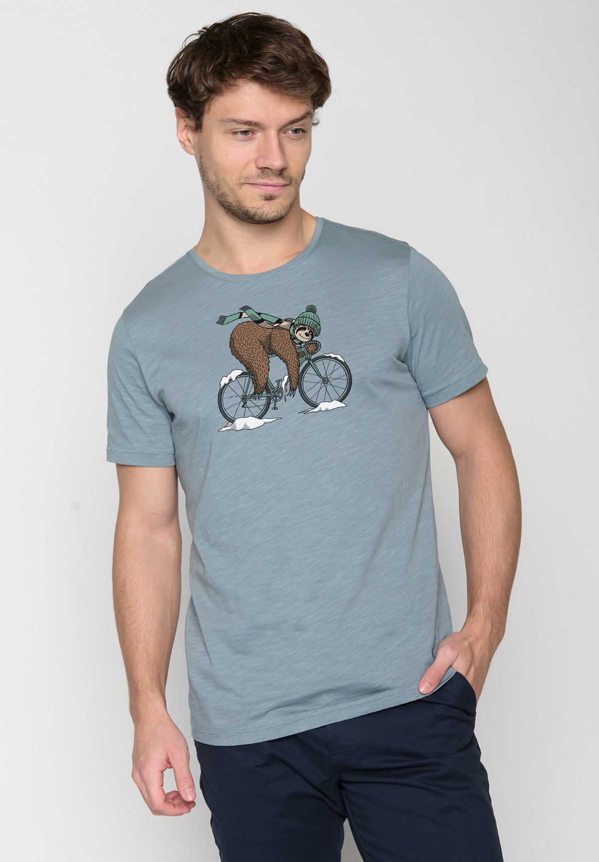 Blau:  Lässiges T-Shirt aus Bio-Baumwolle für Herren [19516]