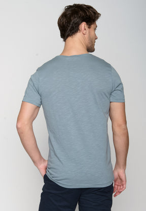 Blau:  Lässiges T-Shirt aus Bio-Baumwolle für Herren [19517]