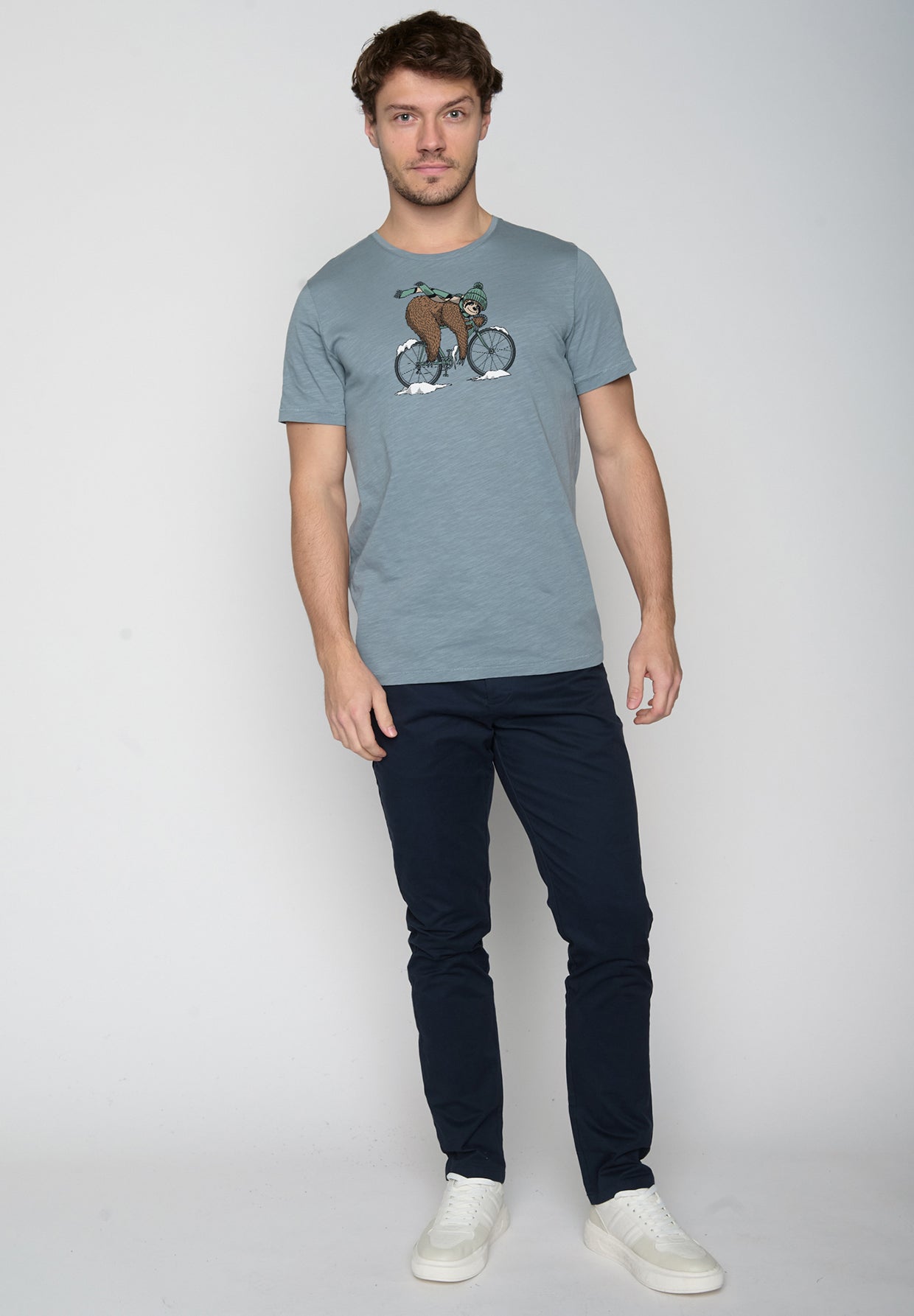 Blau:  Lässiges T-Shirt aus Bio-Baumwolle für Herren [19519]