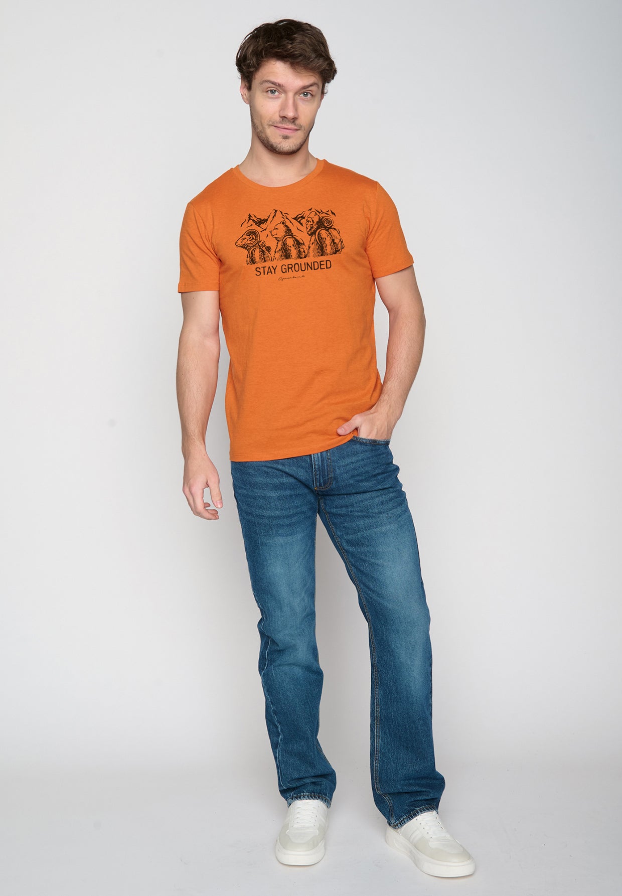 Black Heather Orange: Sportliches T-Shirt aus Bio-Baumwolle für Herren [19528]