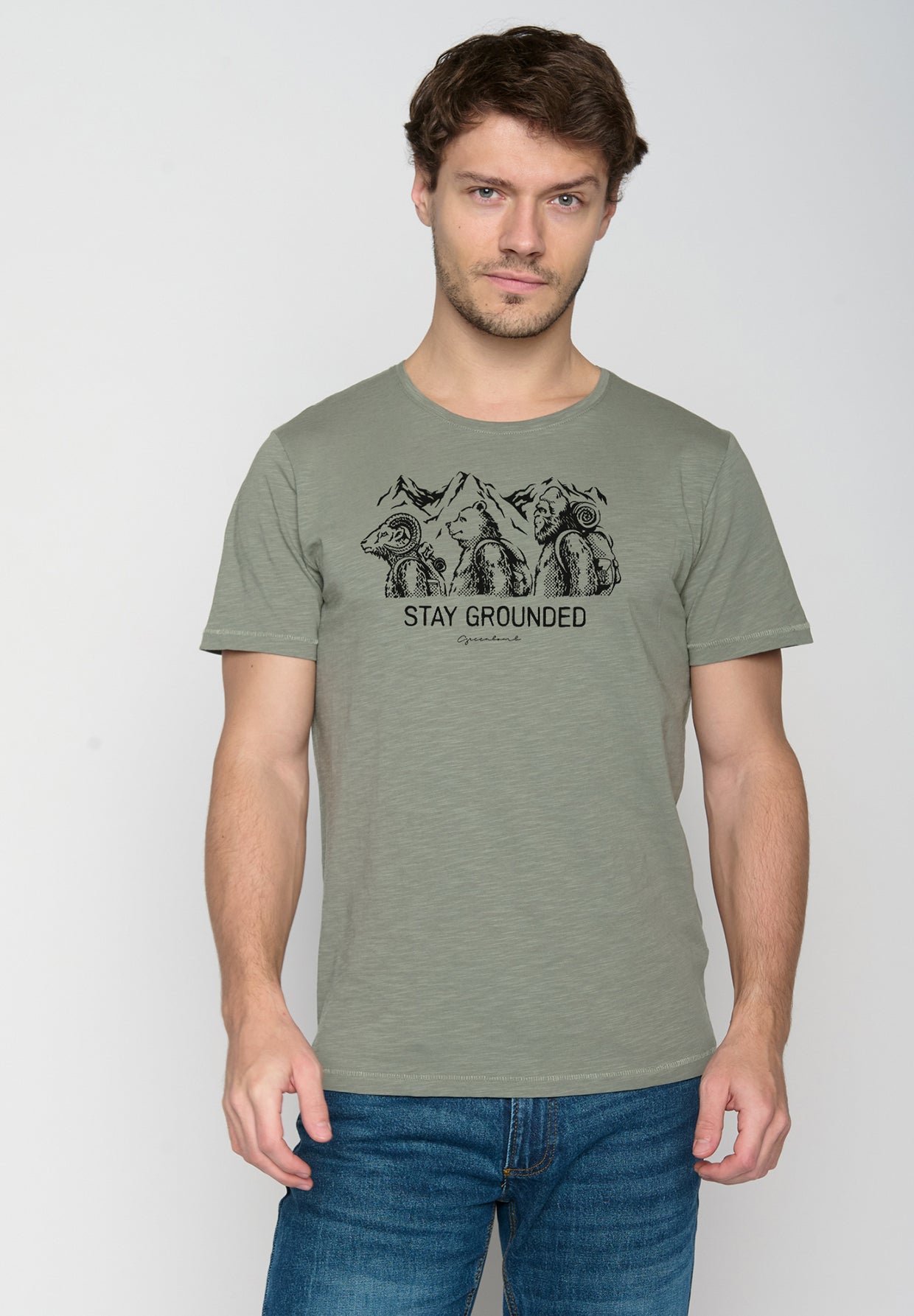 Olive: Sportliches T-Shirt aus Bio-Baumwolle für Herren [19531]