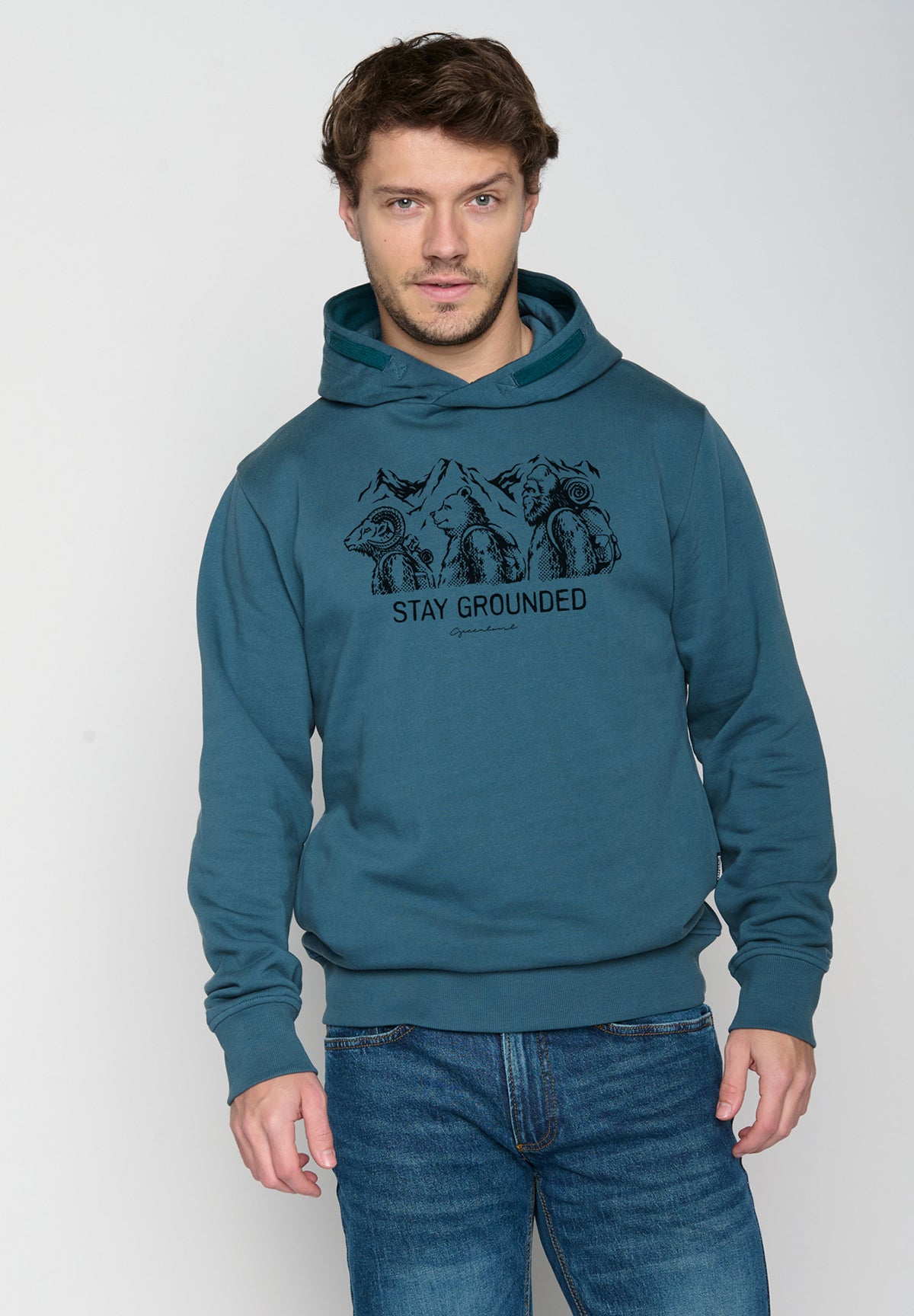 Blau:  Kuschliger Hoodie aus Bio-Baumwolle für Herren [19540]