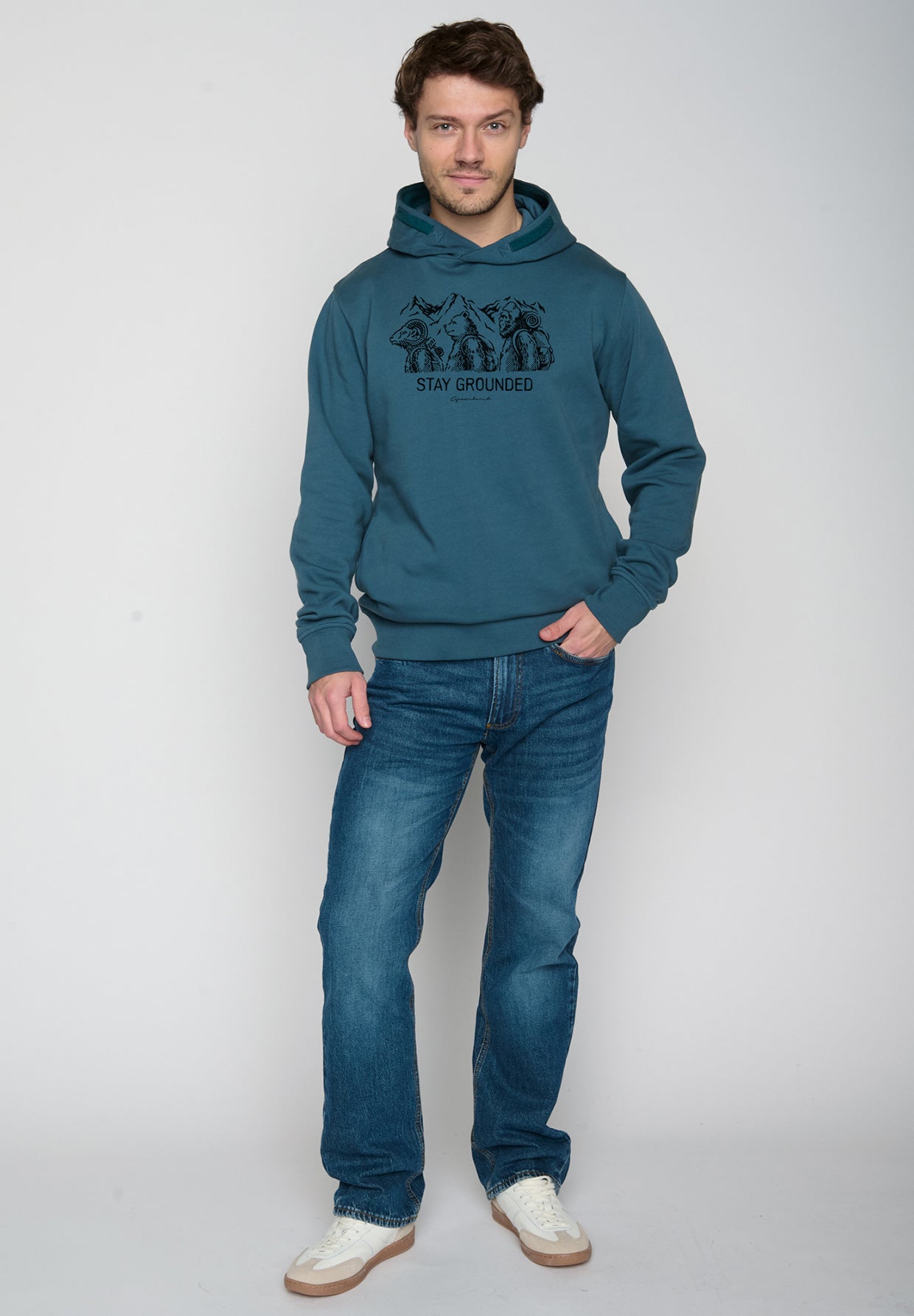 Blau:  Kuschliger Hoodie aus Bio-Baumwolle für Herren [19542]