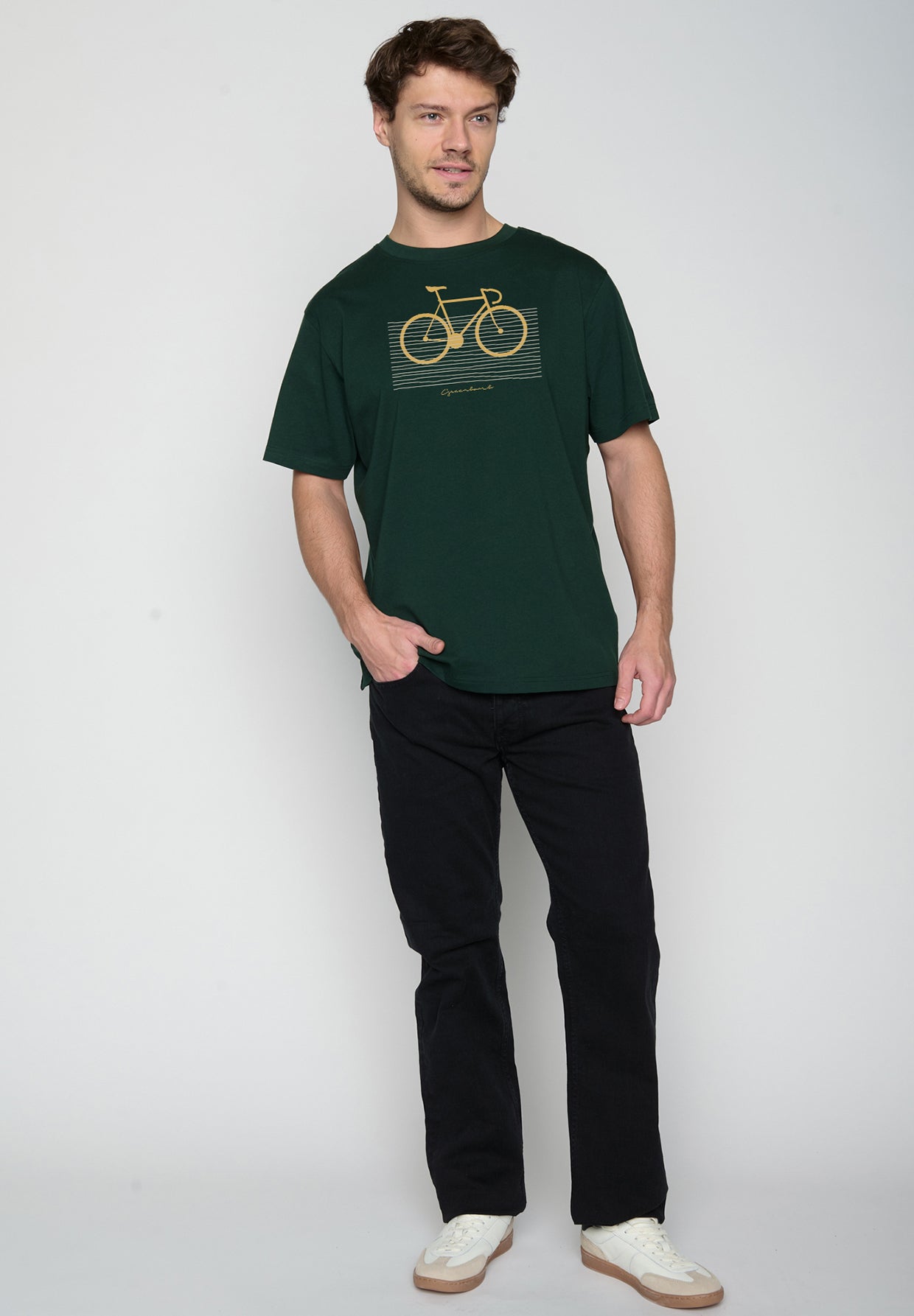 Dark Forest: Lässiges Oversize-T-Shirt aus Bio-Baumwolle für Herren [19560]