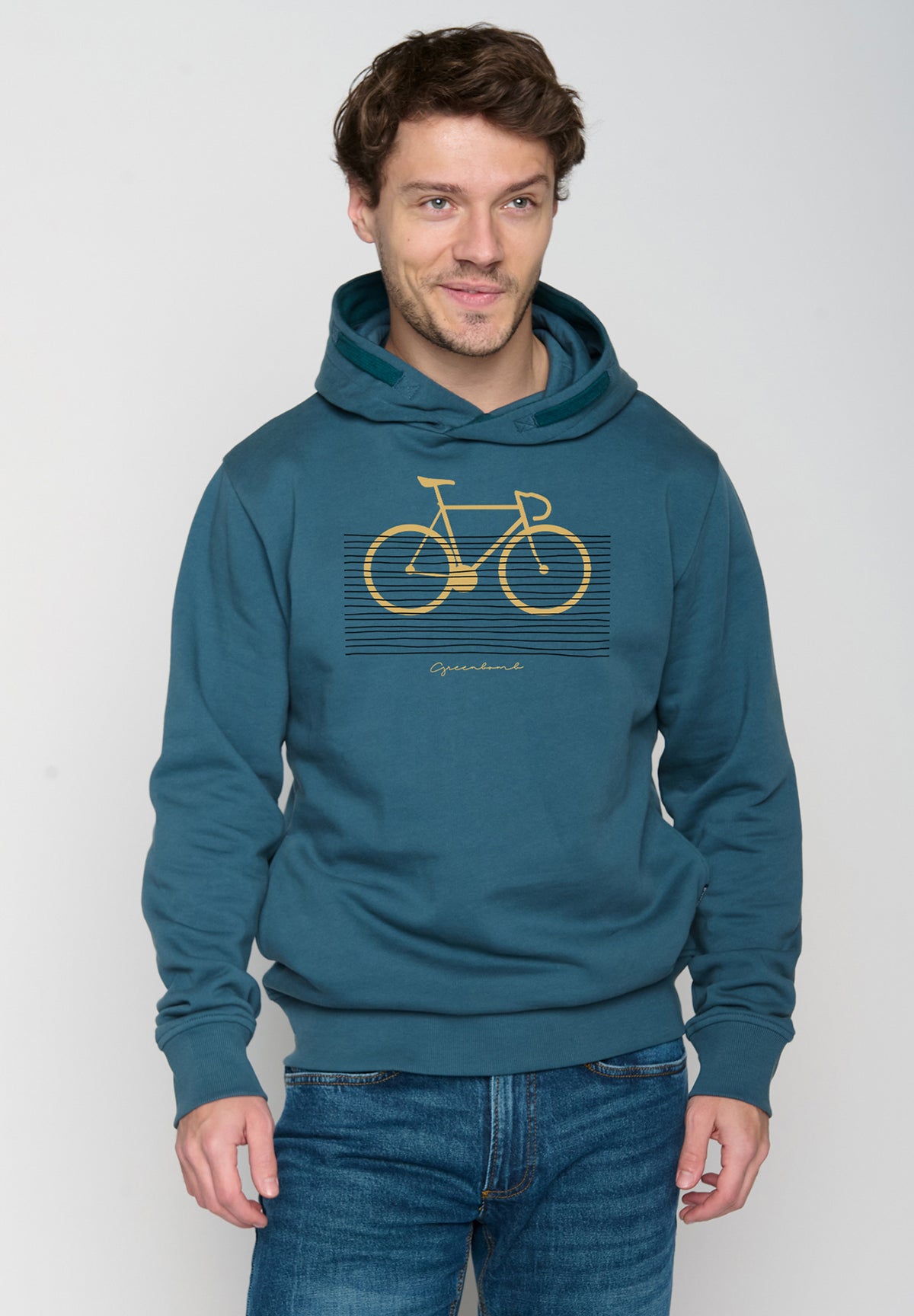 Blau:  Kuschliger Hoodie aus Bio-Baumwolle für Herren [19563]