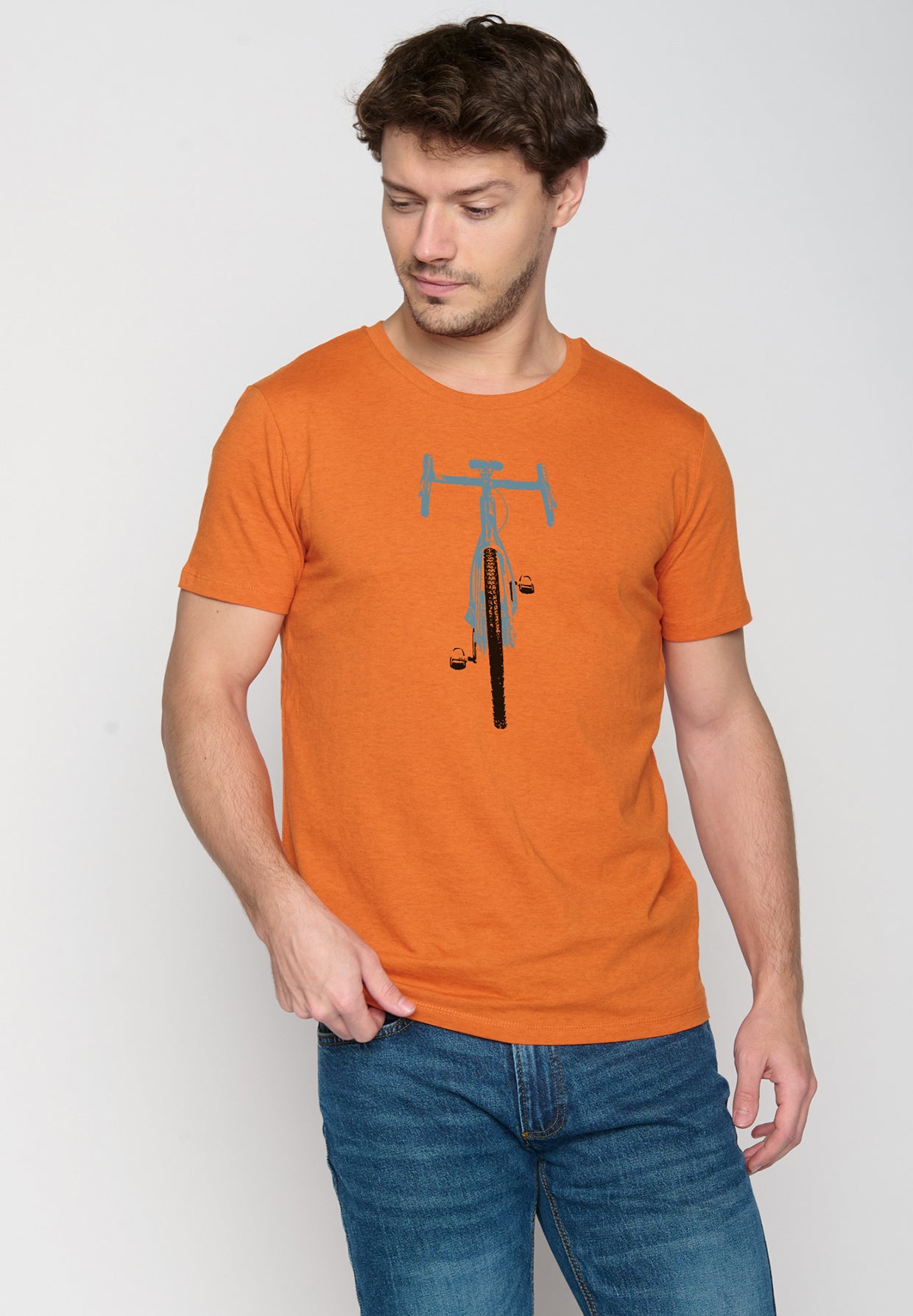 Black Heather Orange: Sportliches T-Shirt aus Bio-Baumwolle für Herren [19584]