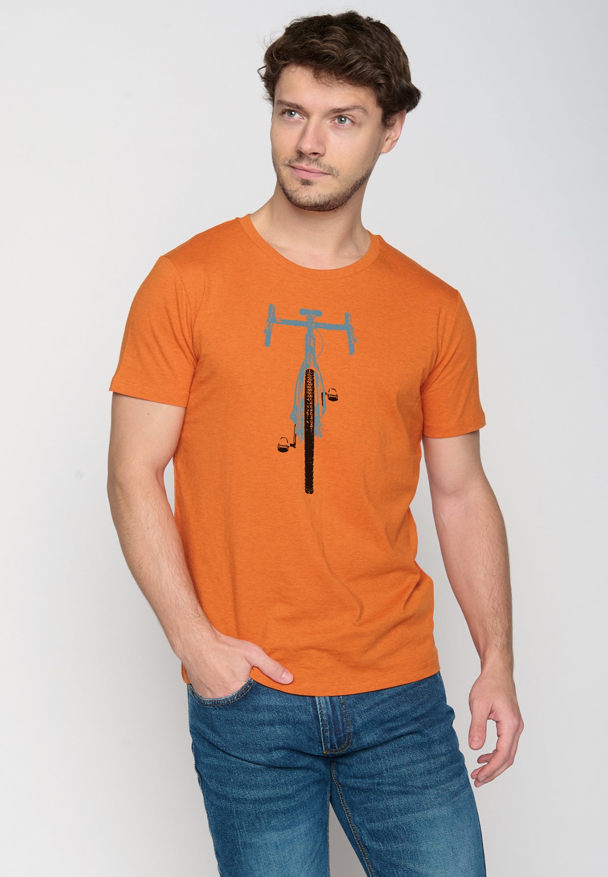 Black Heather Orange: Sportliches T-Shirt aus Bio-Baumwolle für Herren [19585]