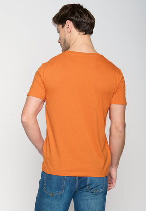 Black Heather Orange: Sportliches T-Shirt aus Bio-Baumwolle für Herren [19586]