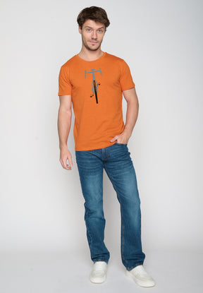 Black Heather Orange: Sportliches T-Shirt aus Bio-Baumwolle für Herren [19588]