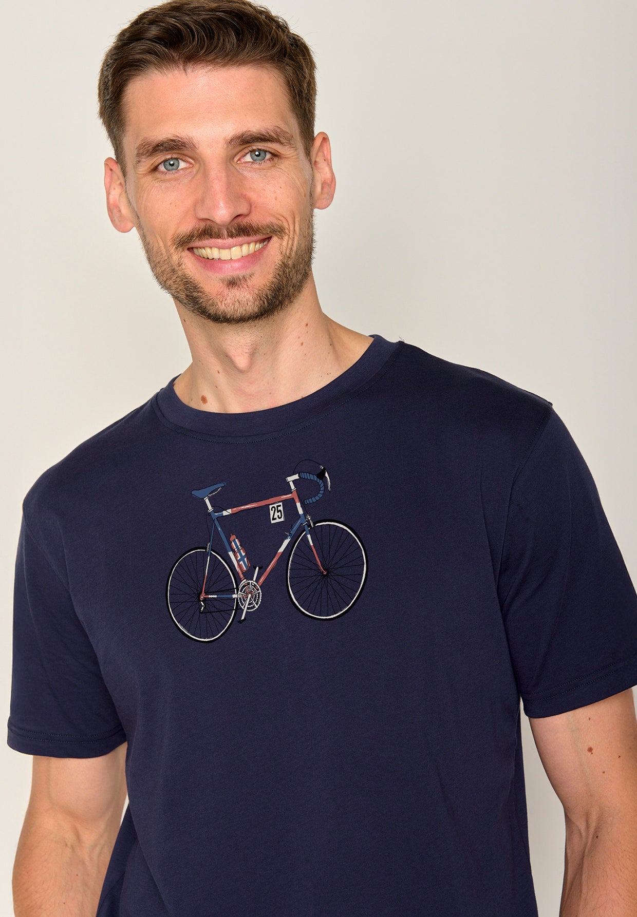 Blau:  Lässiges T-Shirt aus Bio-Baumwolle für Herren [19613]