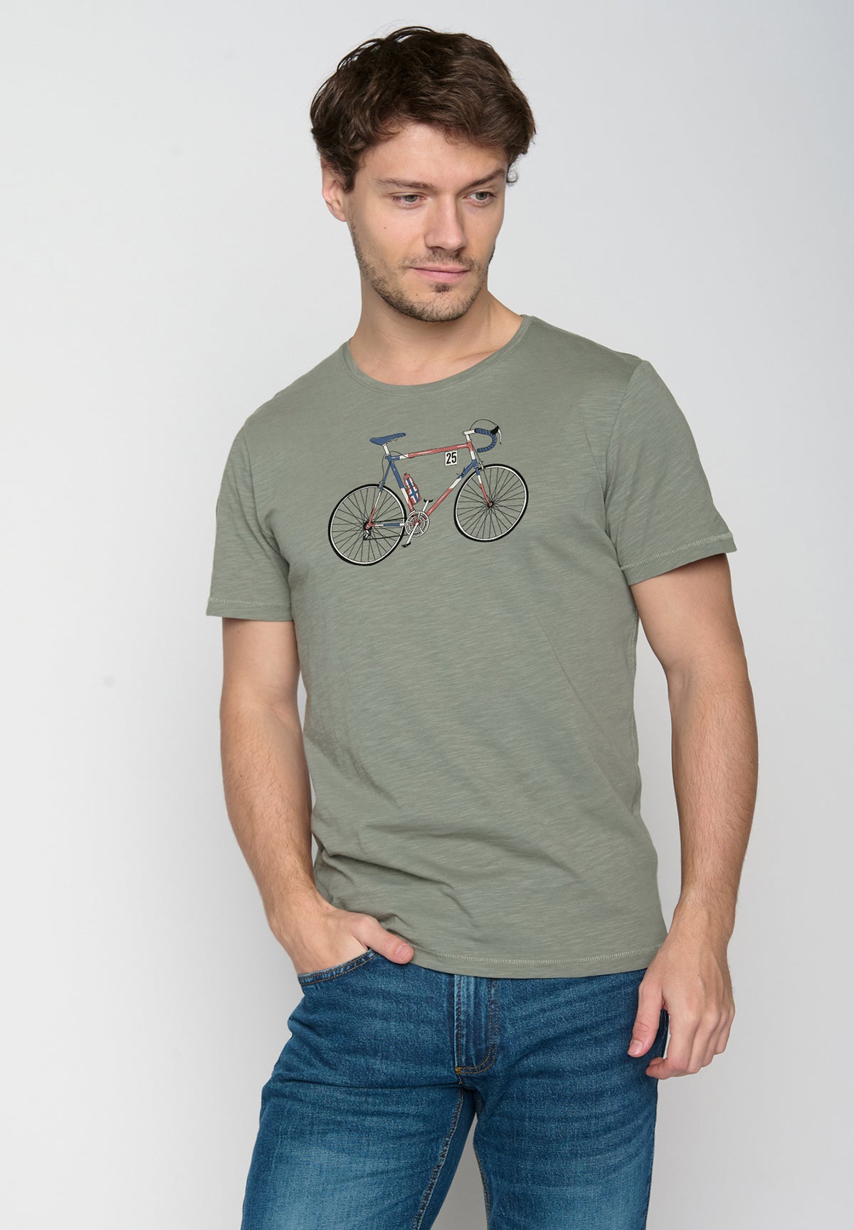 Grün:  Lässiges T-Shirt aus Bio-Baumwolle für Herren [19617]