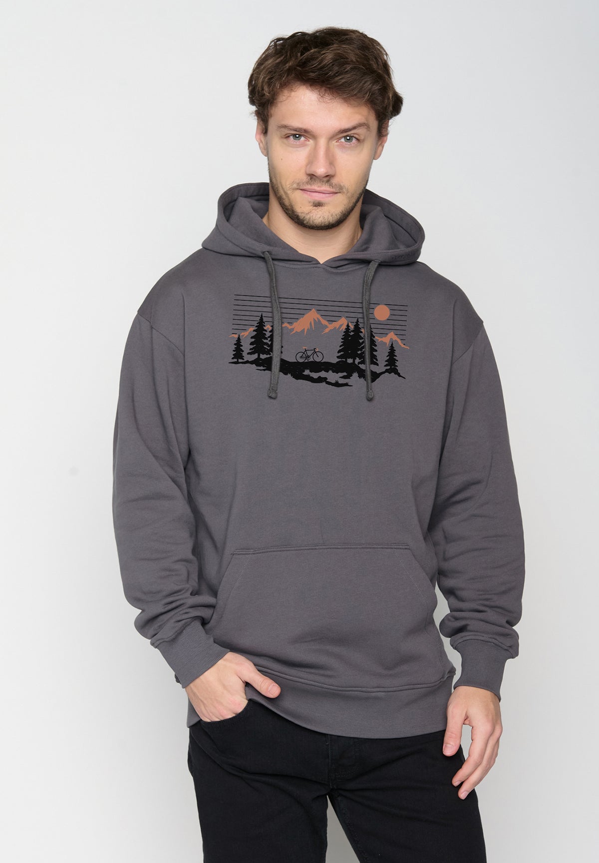 Anthracite: Gemütlicher Hoodie aus Bio-Baumwolle für Herren [19632]