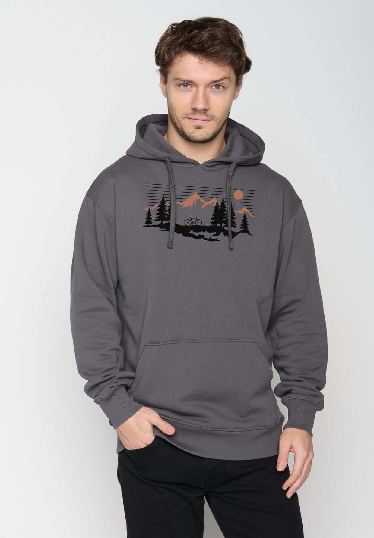 Anthracite: Gemütlicher Hoodie aus Bio-Baumwolle für Herren [19632]