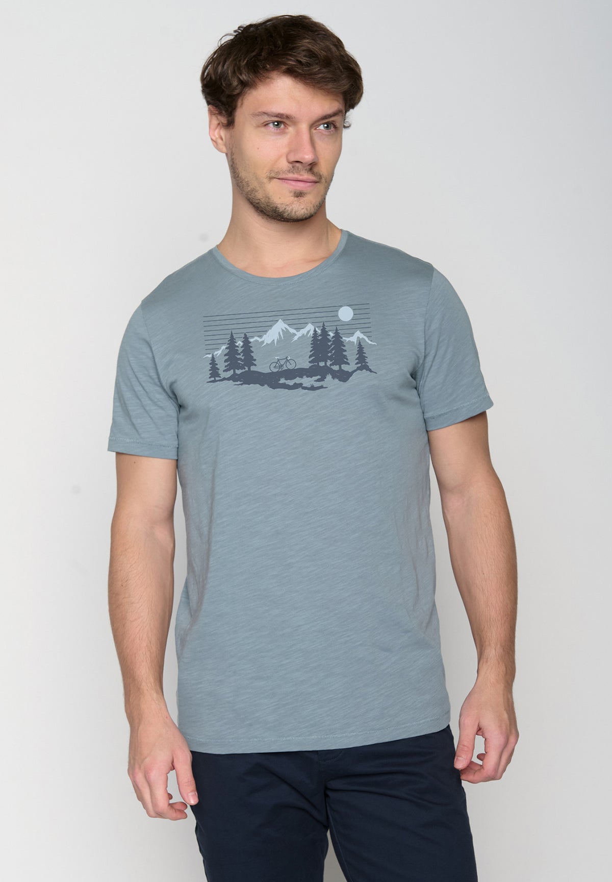 Blau:  Lässiges T-Shirt aus Bio-Baumwolle für Herren [19637]