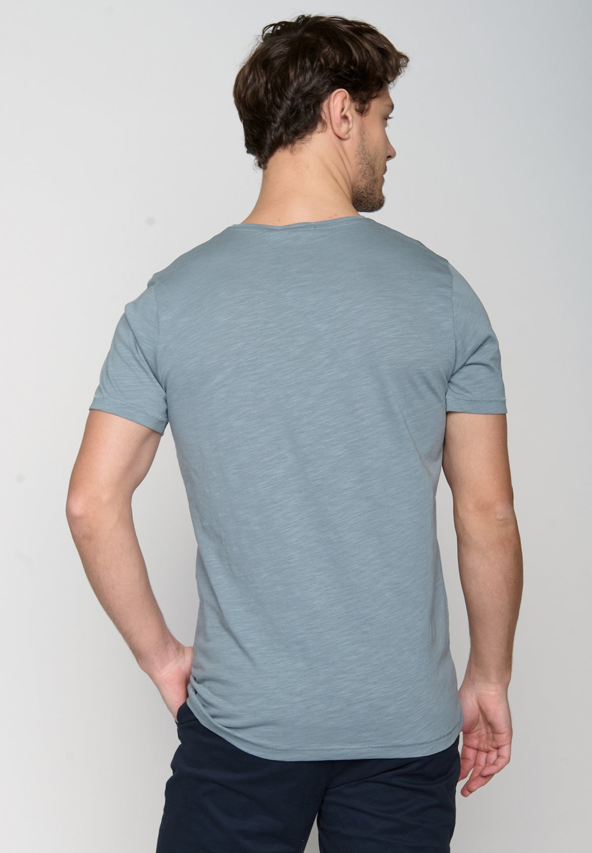 Blau:  Lässiges T-Shirt aus Bio-Baumwolle für Herren [19638]