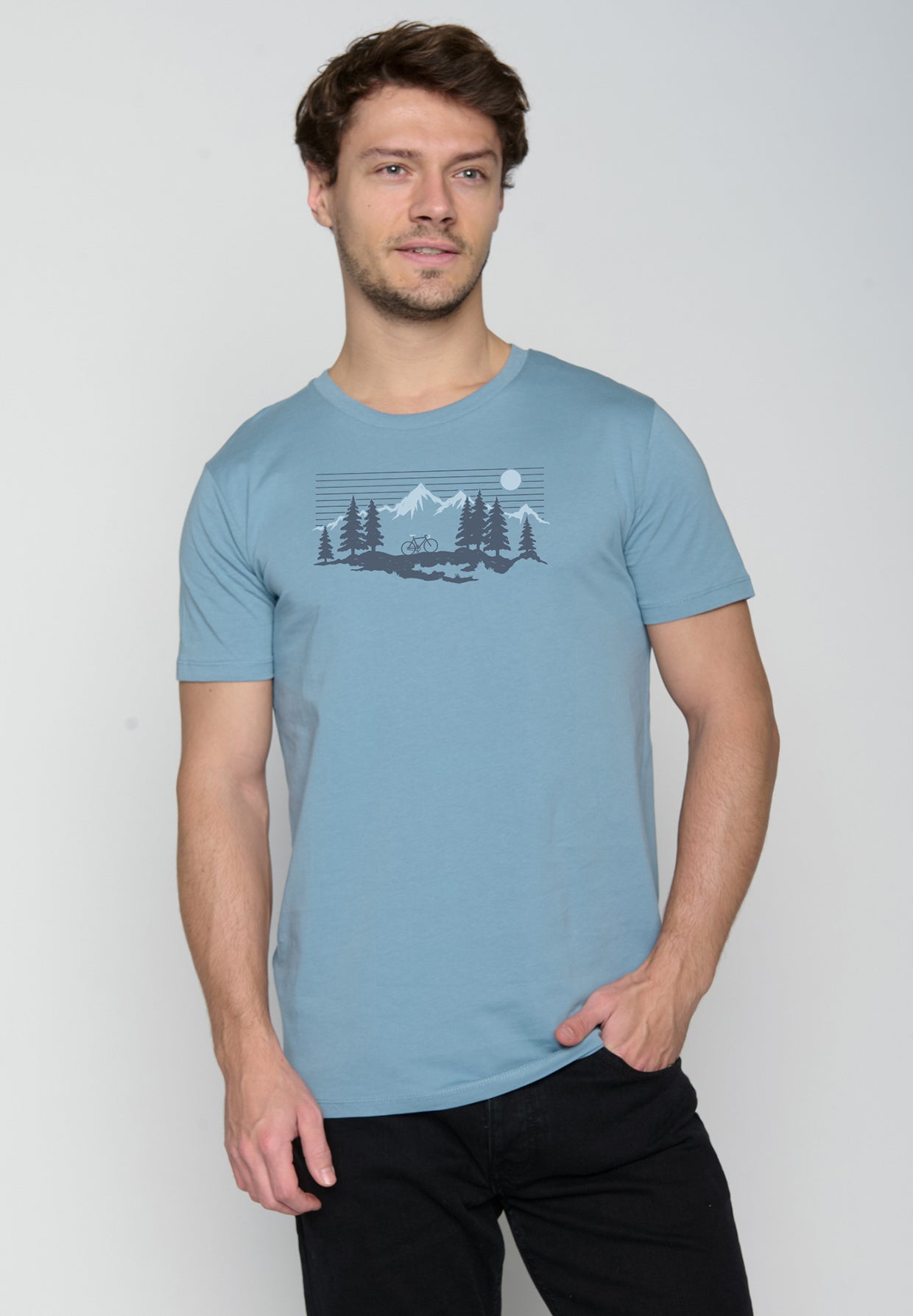 Blau:  Sportliches T-Shirt aus Bio-Baumwolle für Herren [19642]