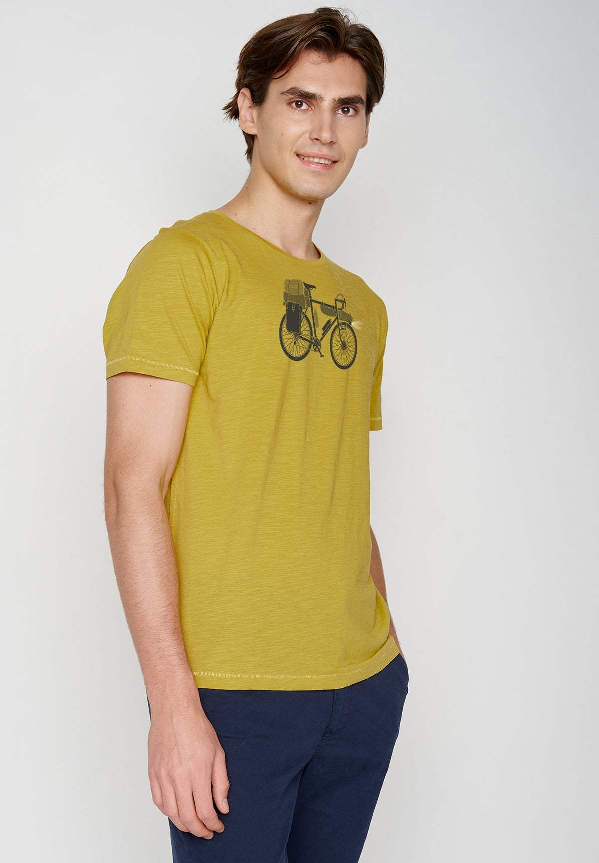 Gelb:  Lässiges T-Shirt aus Bio-Baumwolle für Herren [19658]
