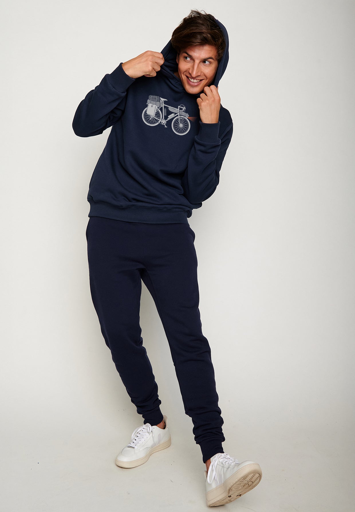 Blau:  Kuschliger Hoodie aus Bio-Baumwolle für Herren [19668]