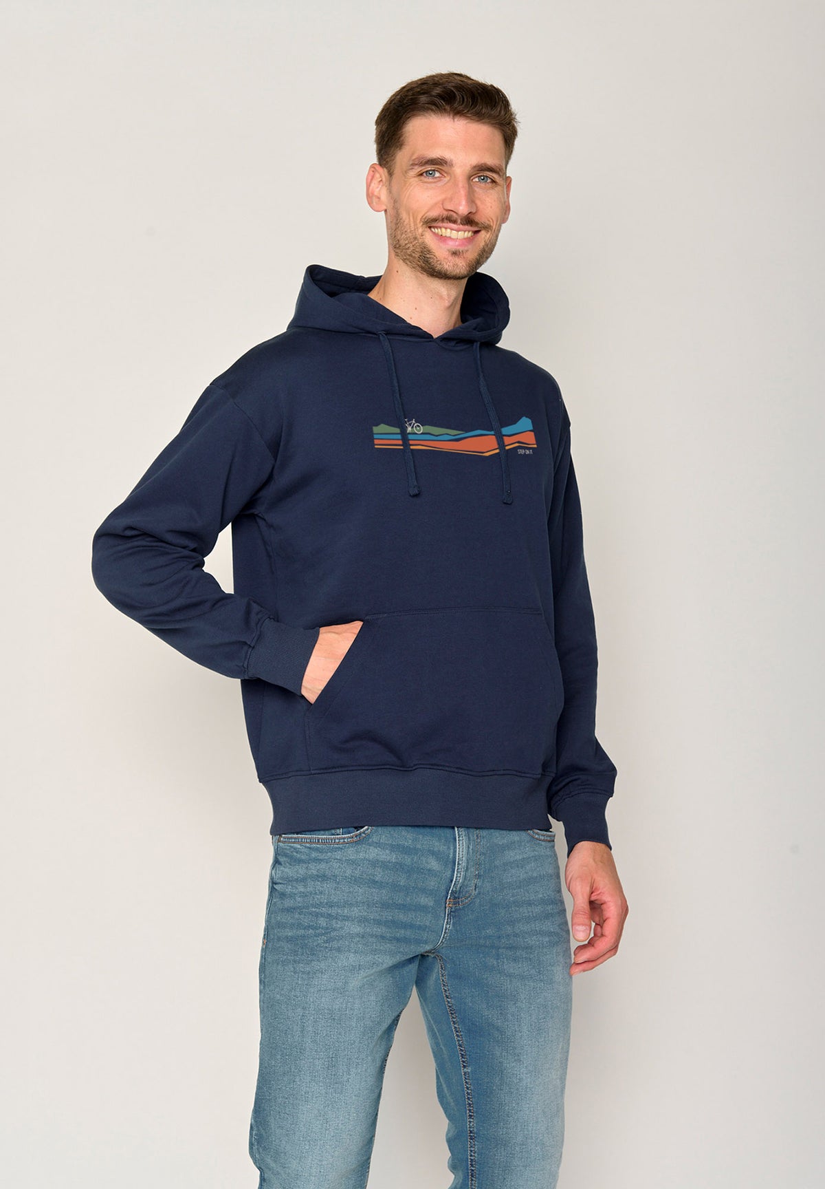 Blau:  Gemütlicher Hoodie aus Bio-Baumwolle für Herren [19686]