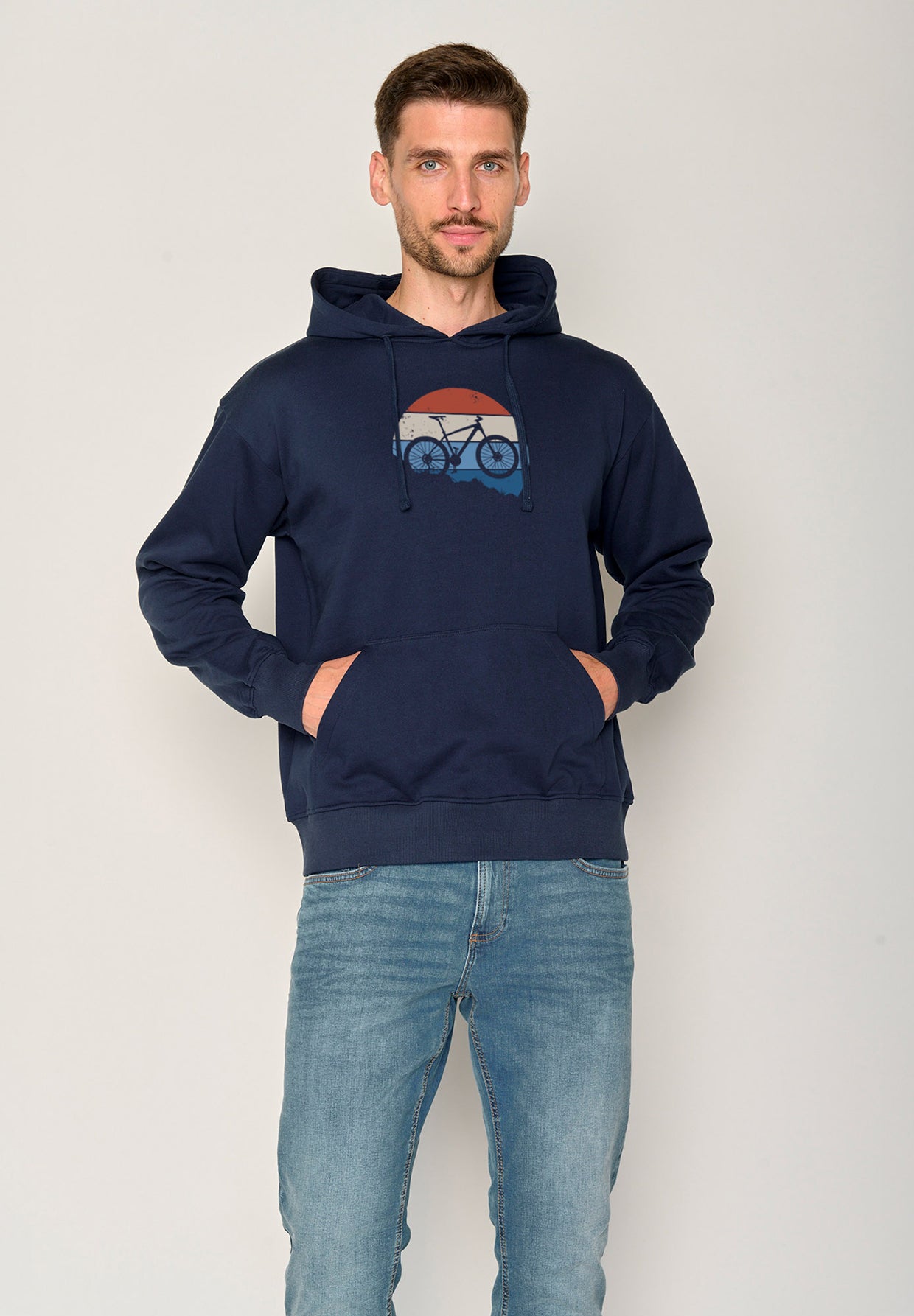 Blau:  Gemütlicher Hoodie aus Bio-Baumwolle für Herren [19697]
