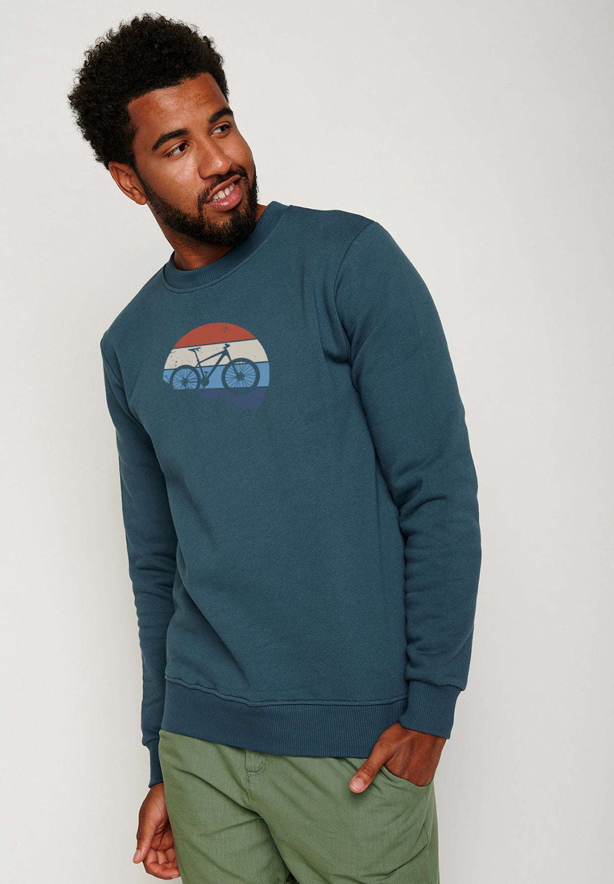 Blau:  Gemütliches Sweatshirt aus Bio-Baumwolle für Herren [19704]