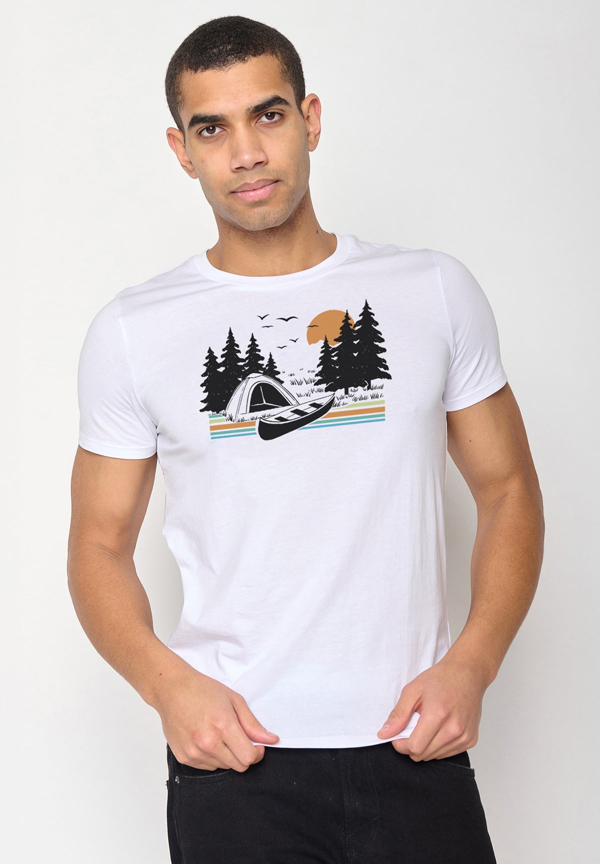 Weiß:  Sportliches T-Shirt aus Bio-Baumwolle für Herren [19739]