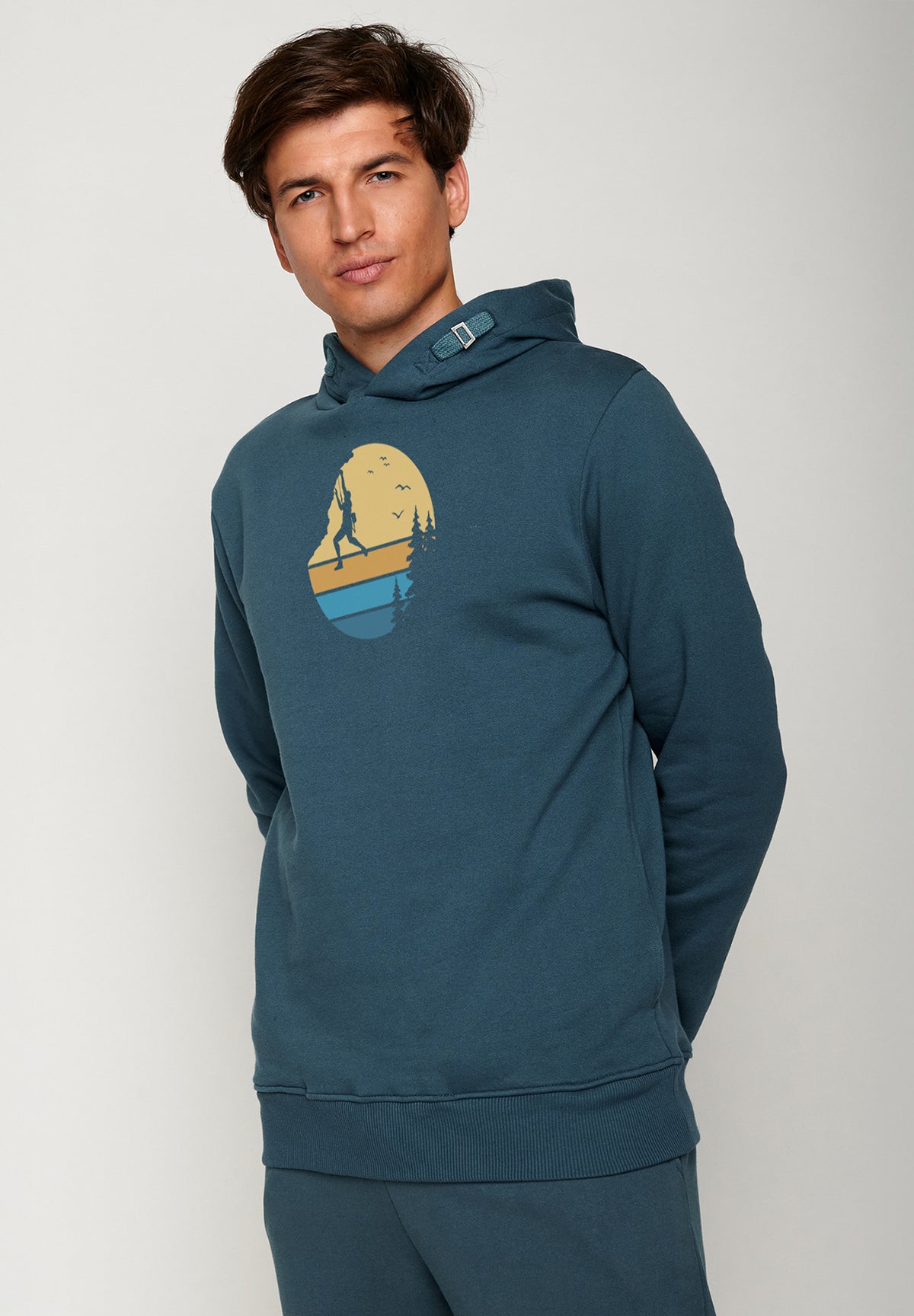 Blau:  Kuschliger Hoodie aus Bio-Baumwolle für Herren [19758]