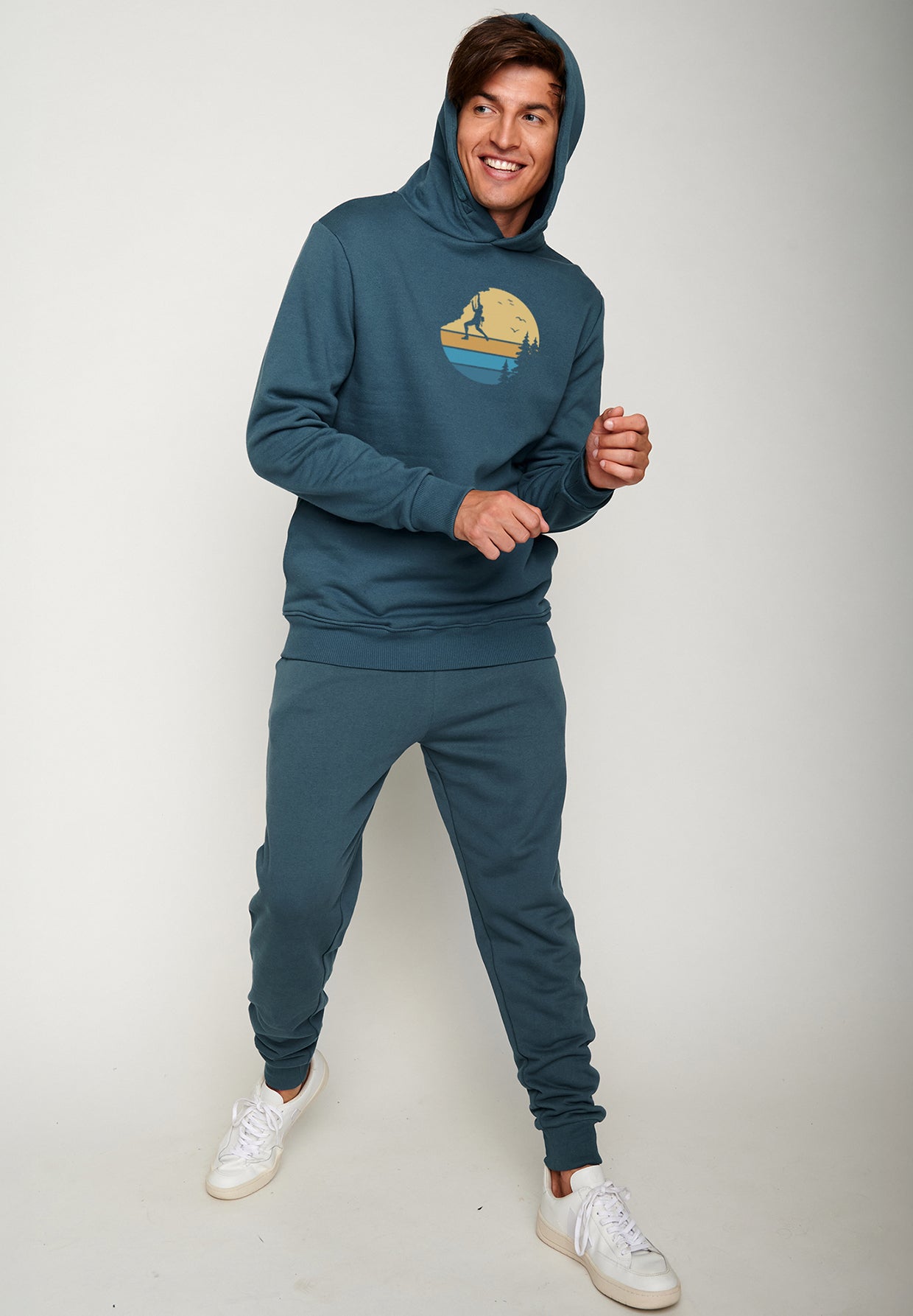 Blau:  Kuschliger Hoodie aus Bio-Baumwolle für Herren [19759]