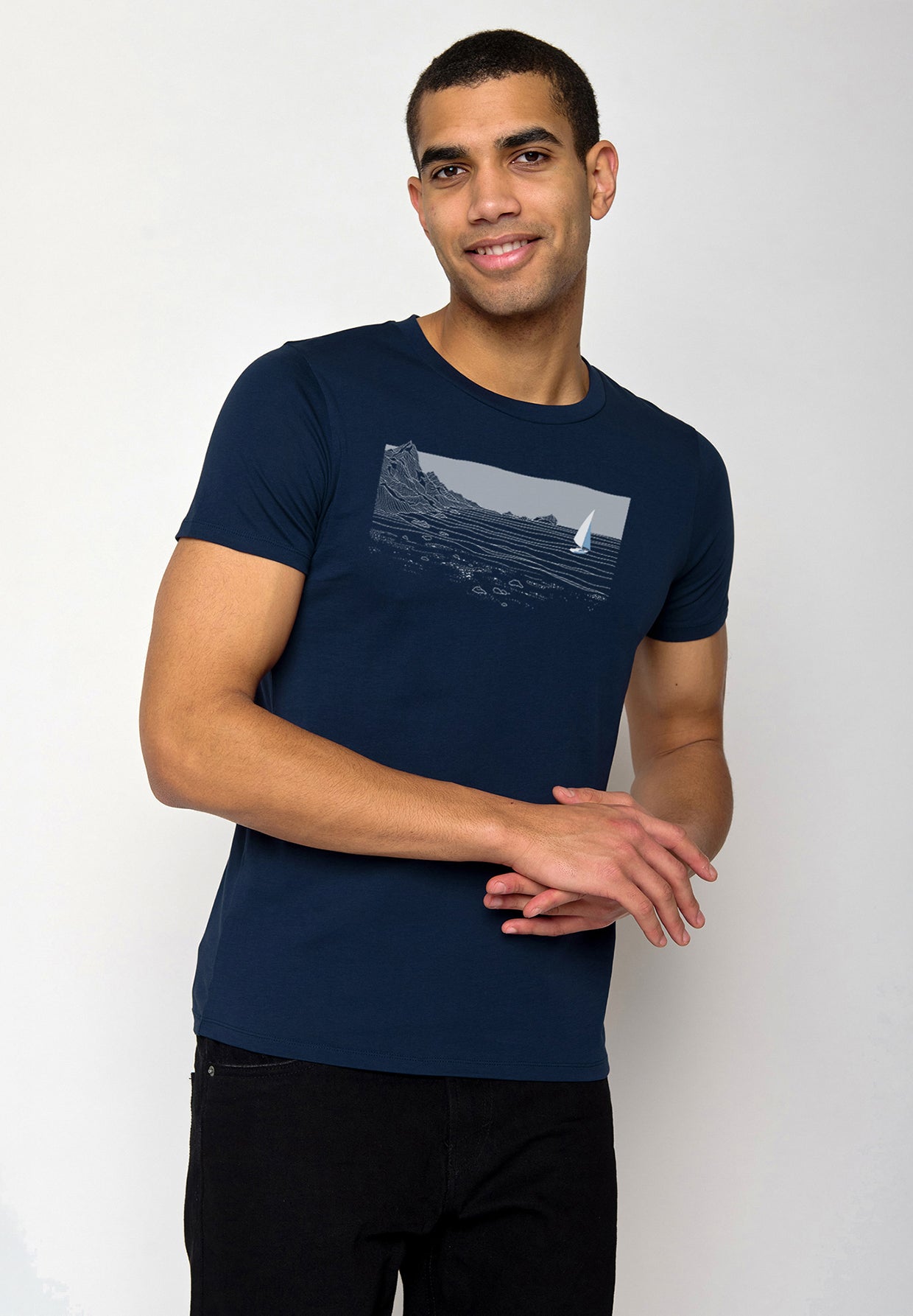 Blau:  Sportliches T-Shirt aus Bio-Baumwolle für Herren [19763]