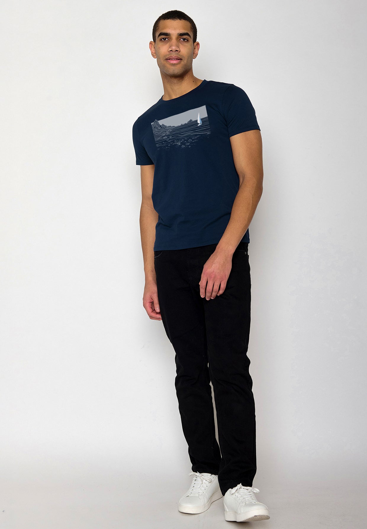 Blau:  Sportliches T-Shirt aus Bio-Baumwolle für Herren [19766]