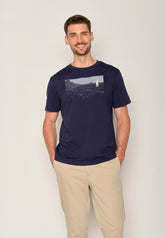 Navy: Lässiges T-Shirt aus Bio-Baumwolle für Herren [19770]