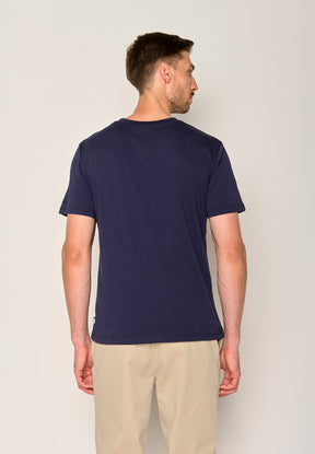 Navy: Lässiges Oversize-T-Shirt aus Bio-Baumwolle für Herren [19771]