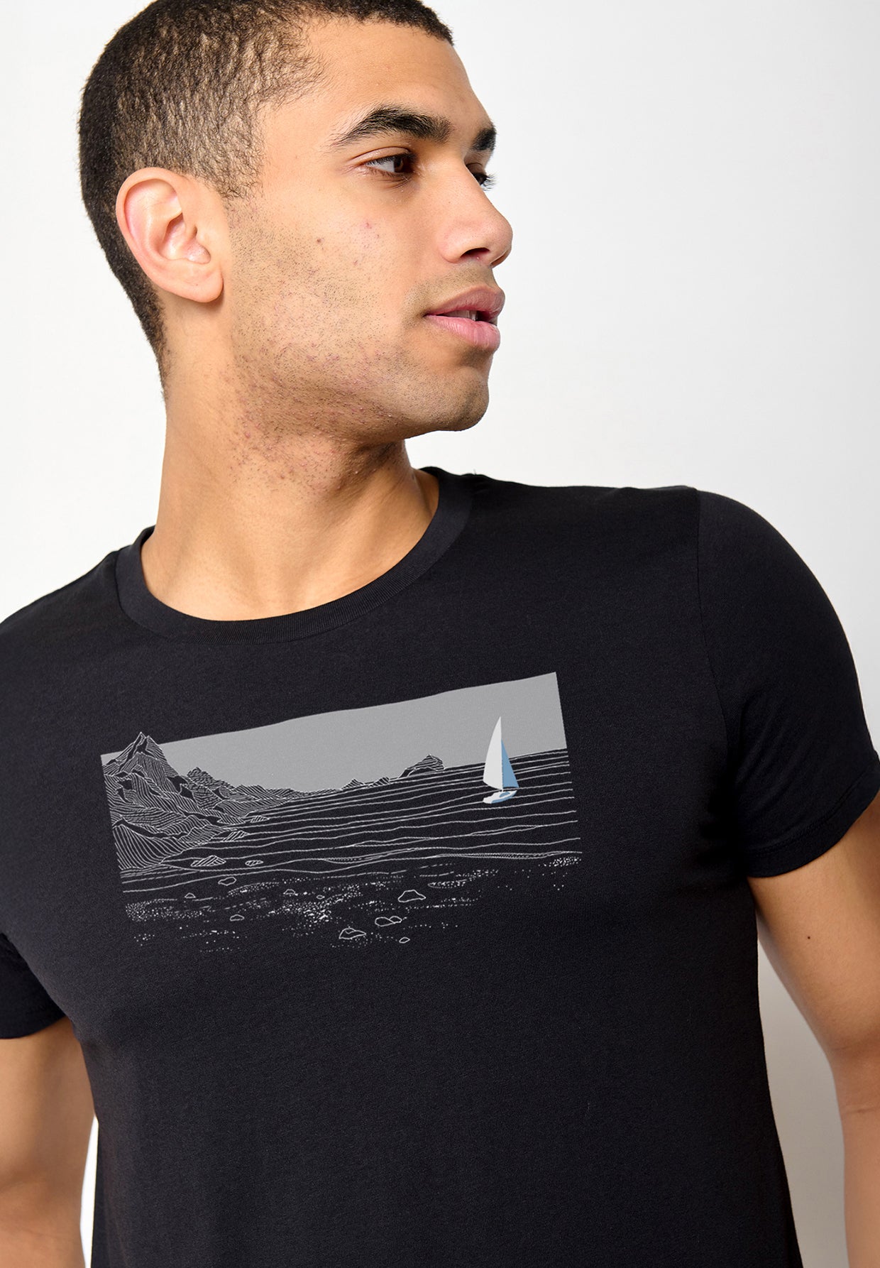Schwarz:  Sportliches T-Shirt aus Bio-Baumwolle für Herren [19777]