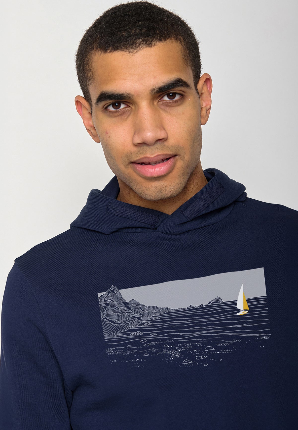 Blau:  Kuschliger Hoodie aus Bio-Baumwolle für Herren [19783]