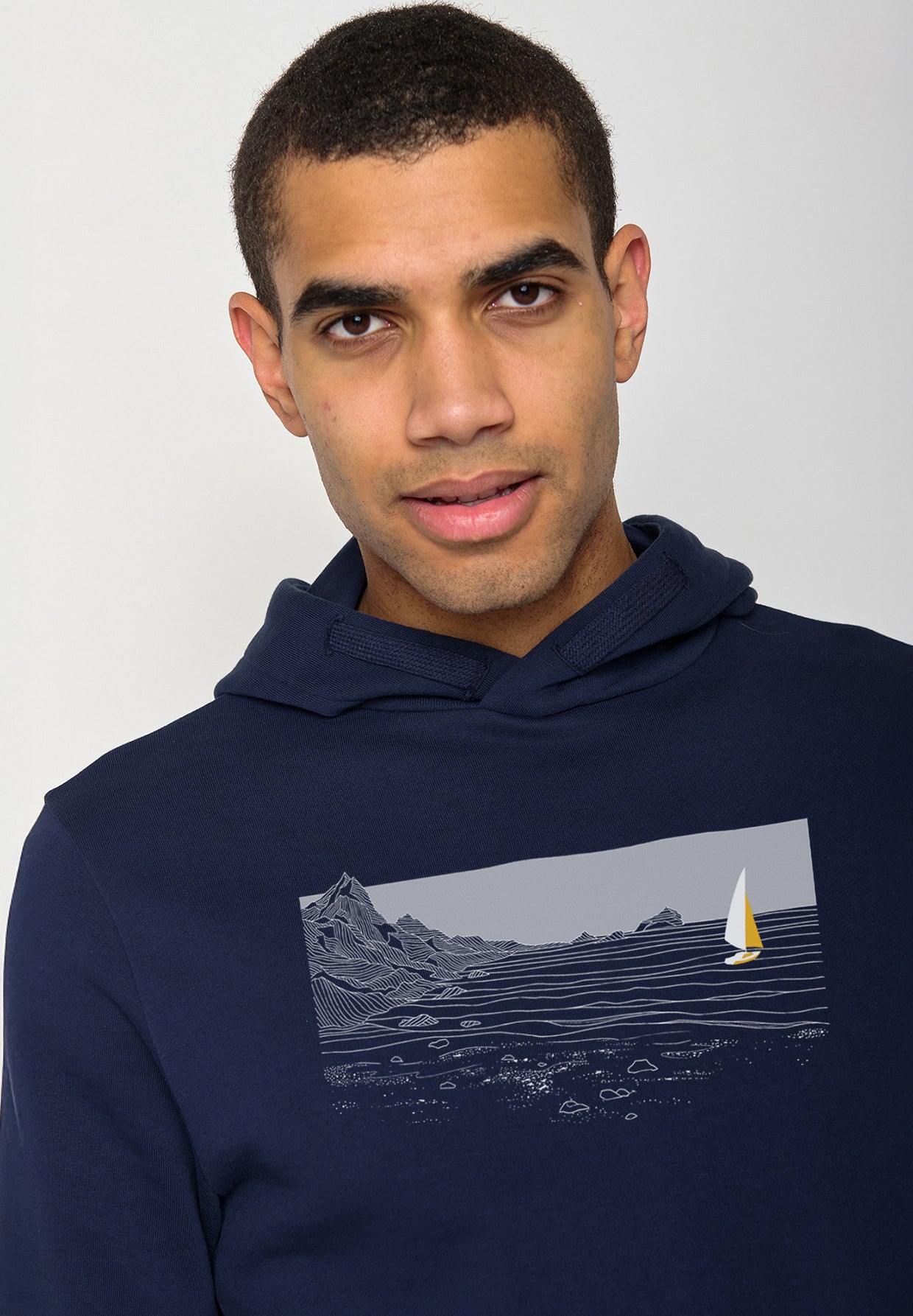 Blau:  Kuschliger Hoodie aus Bio-Baumwolle für Herren [19783]
