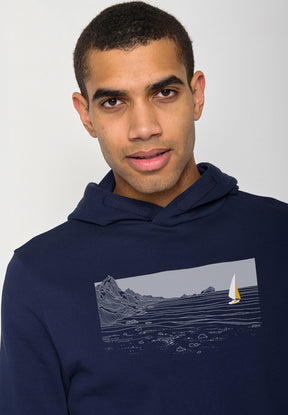 Blau:  Kuschliger Hoodie aus Bio-Baumwolle für Herren [19783]